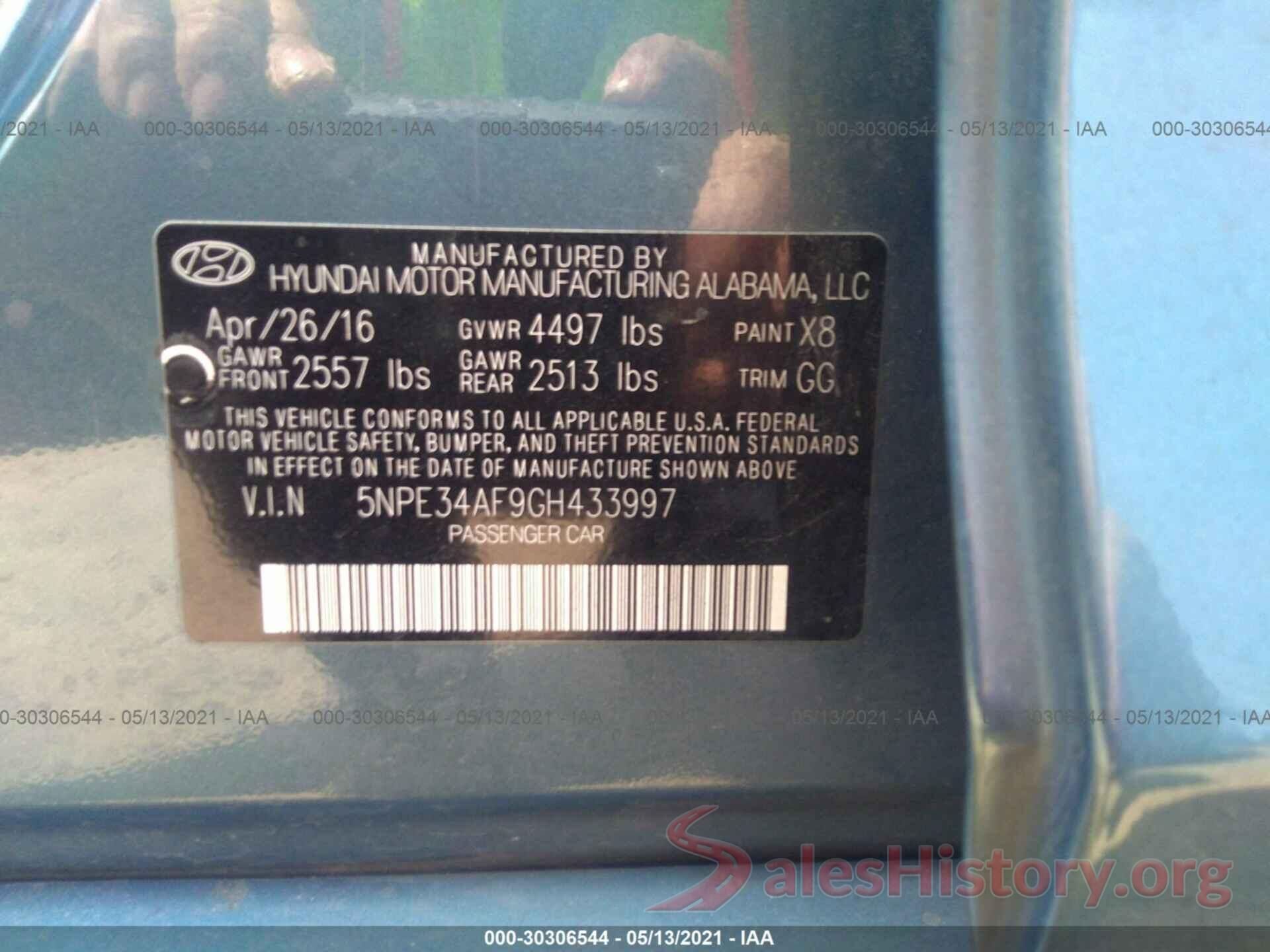 5NPE34AF9GH433997 2016 HYUNDAI SONATA