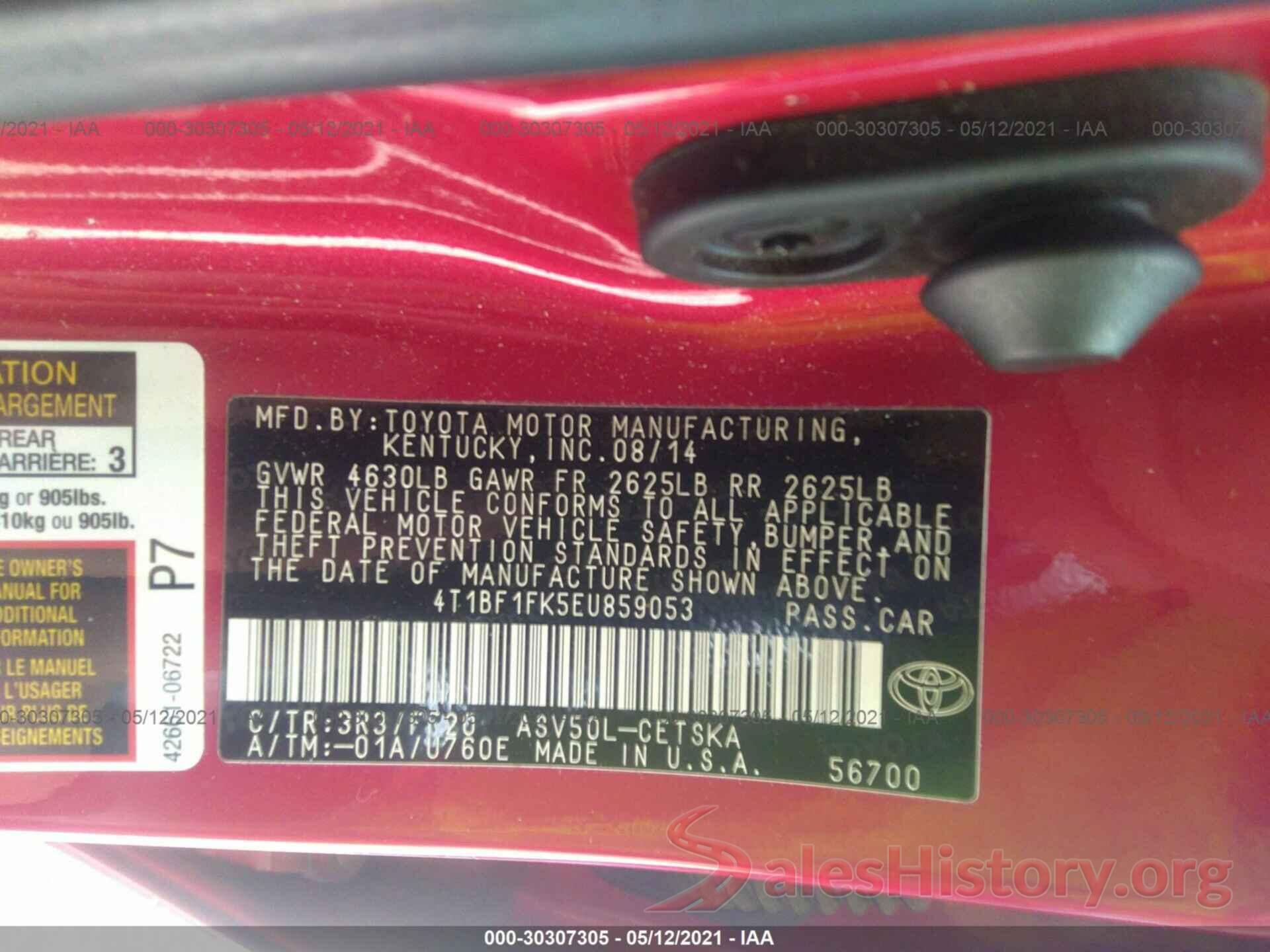 4T1BF1FK5EU859053 2014 TOYOTA CAMRY