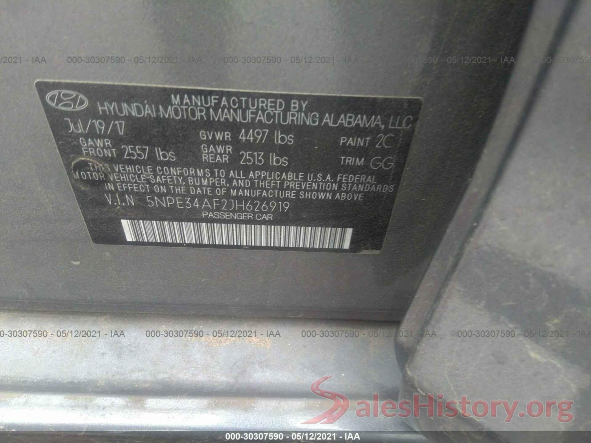 5NPE34AF2JH626919 2018 HYUNDAI SONATA