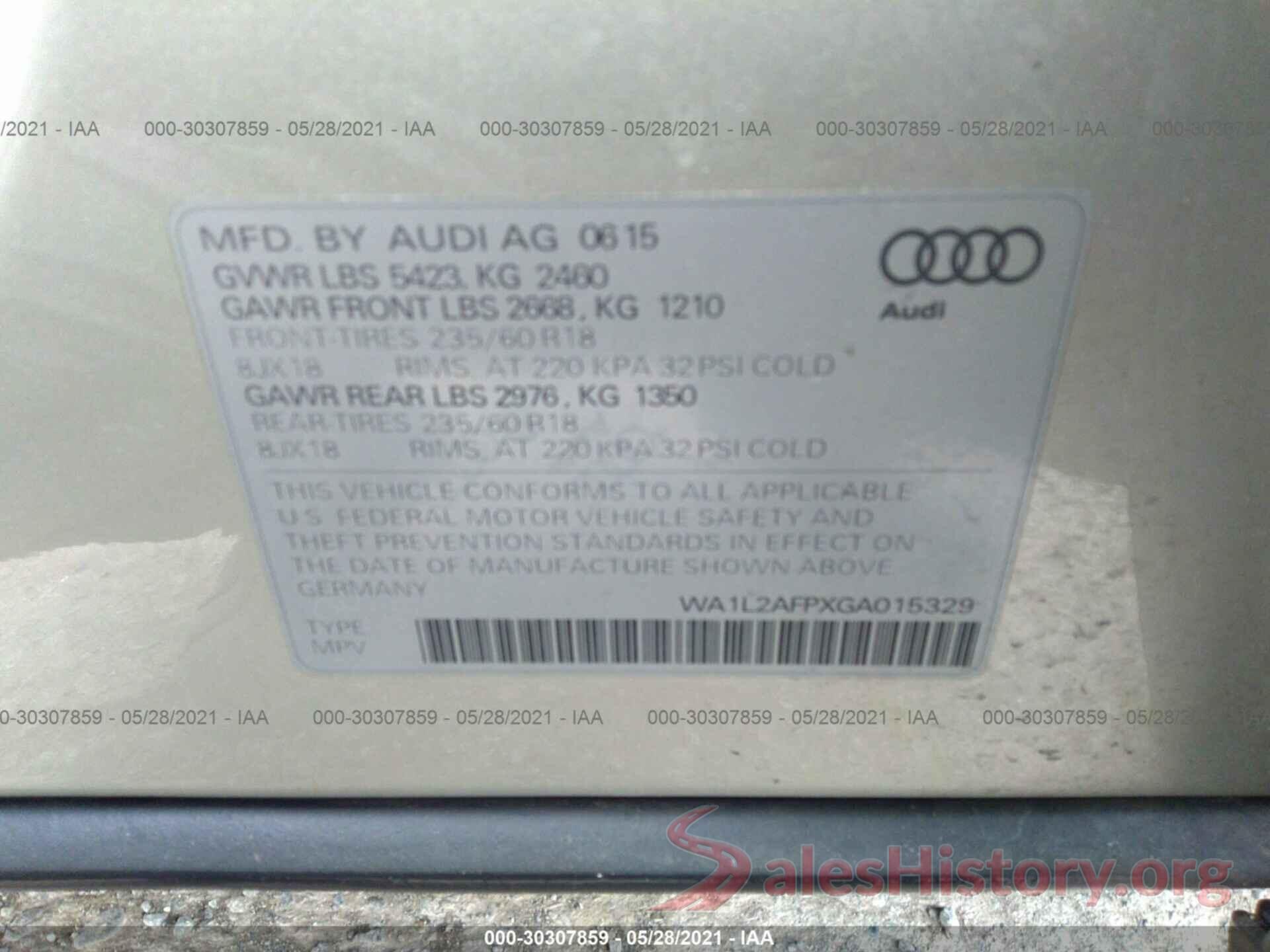 WA1L2AFPXGA015329 2016 AUDI Q5