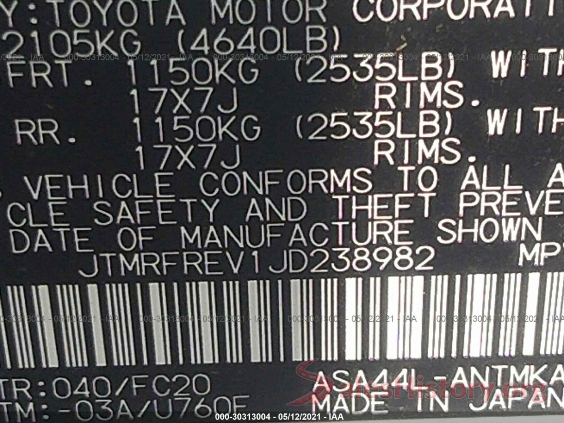 JTMRFREV1JD238982 2018 TOYOTA RAV4