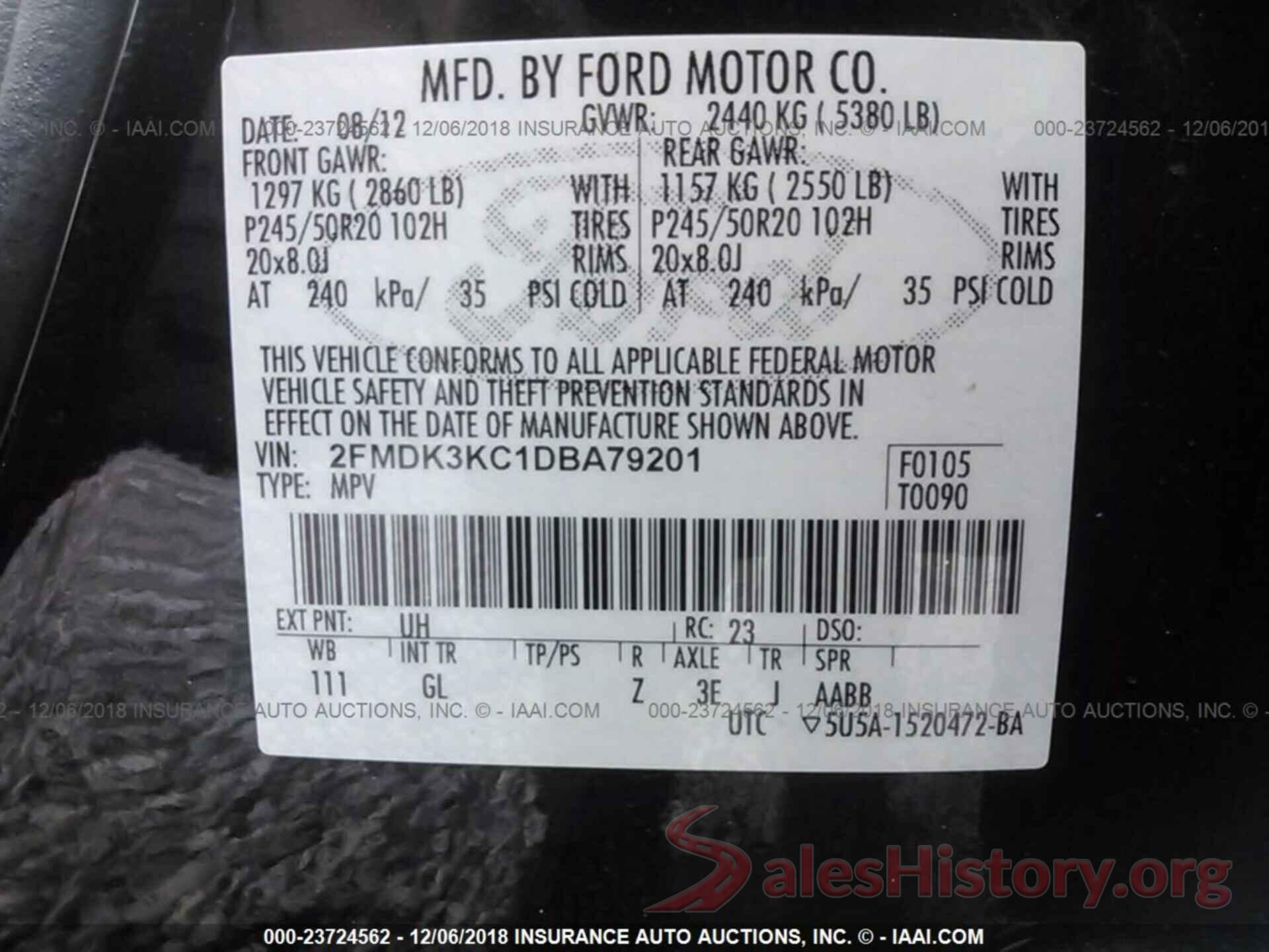 KNDJ23AU3L7006243 2013 FORD EDGE