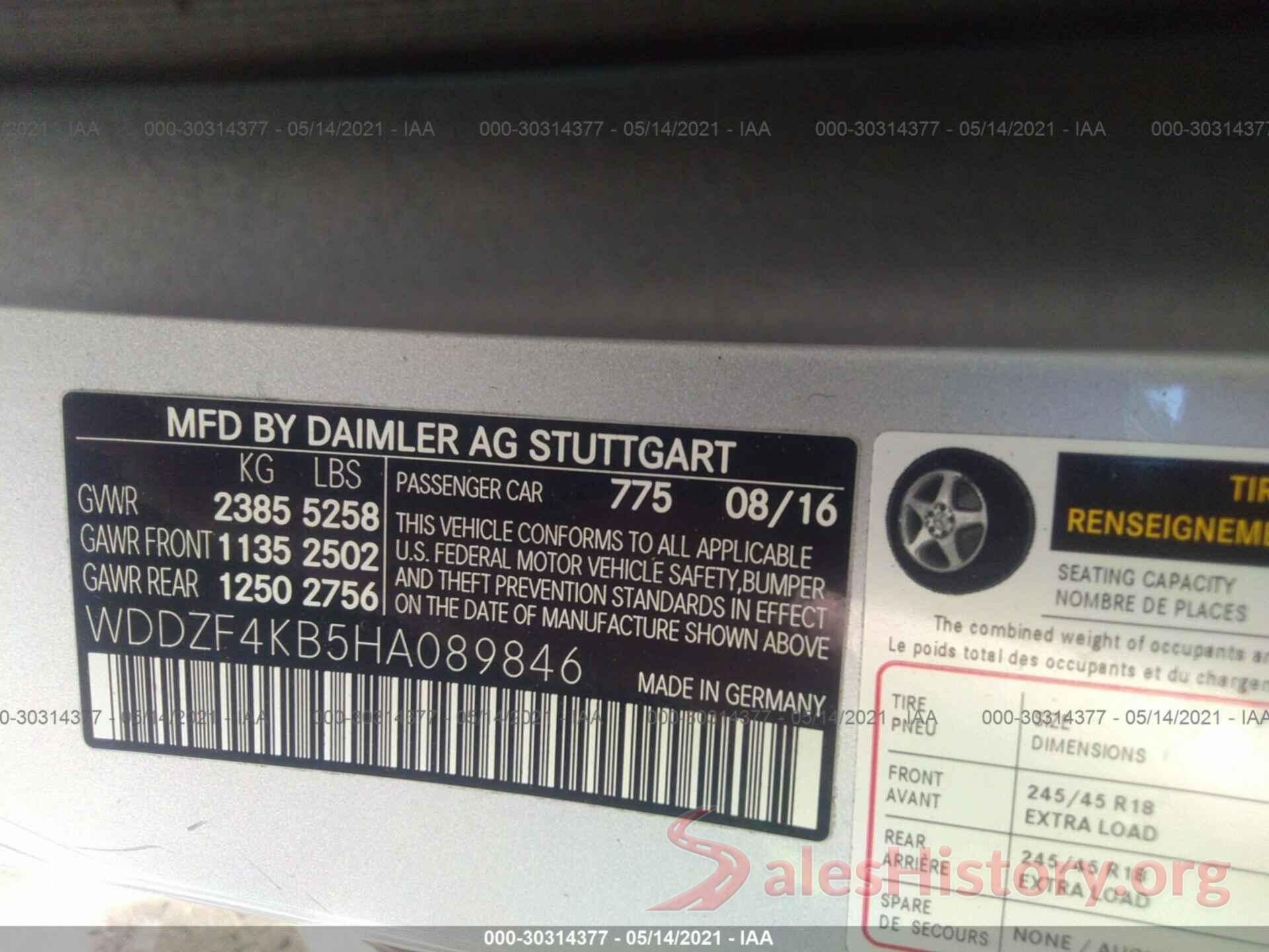 WDDZF4KB5HA089846 2017 MERCEDES-BENZ E-CLASS