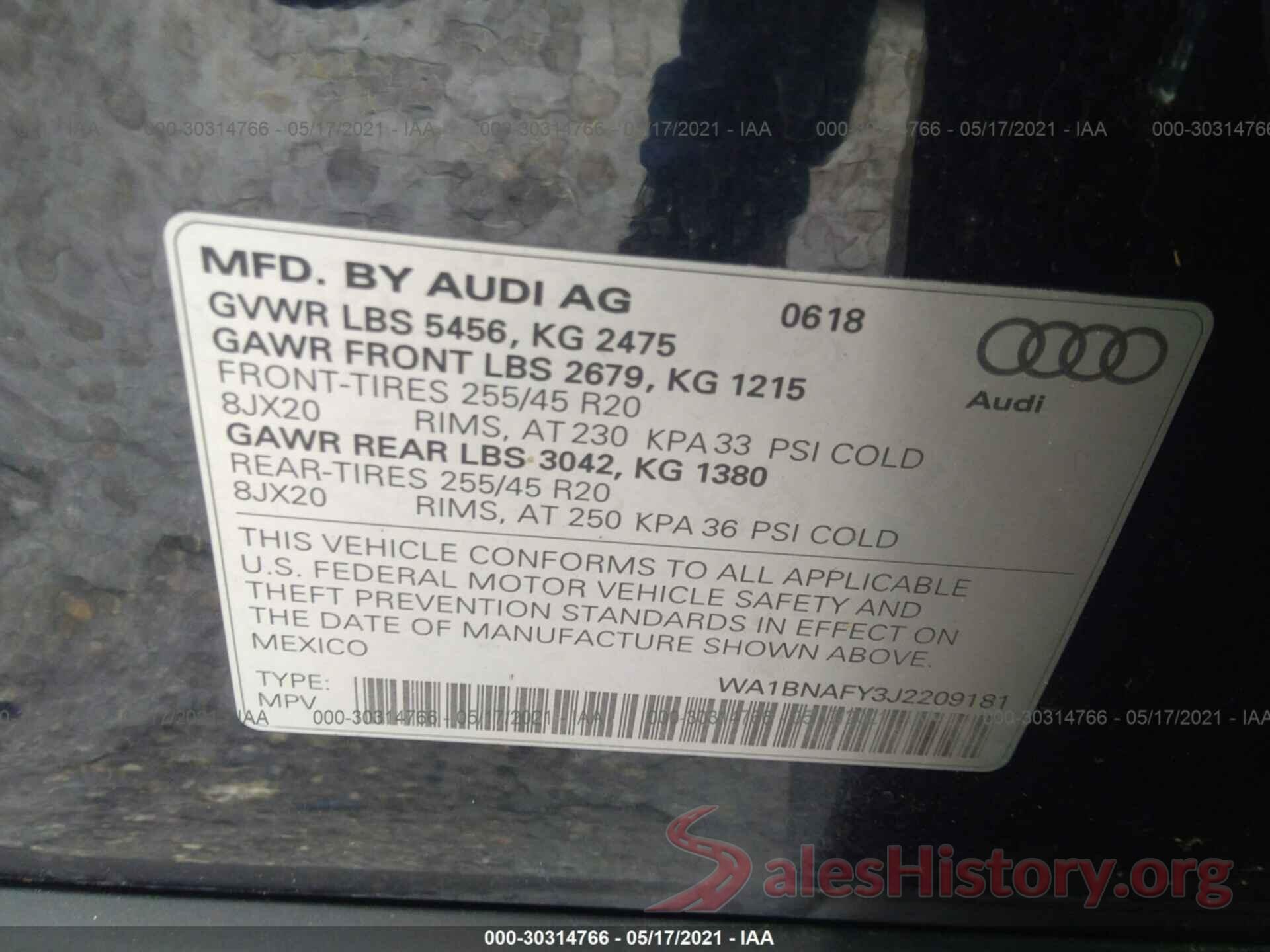 WA1BNAFY3J2209181 2018 AUDI Q5