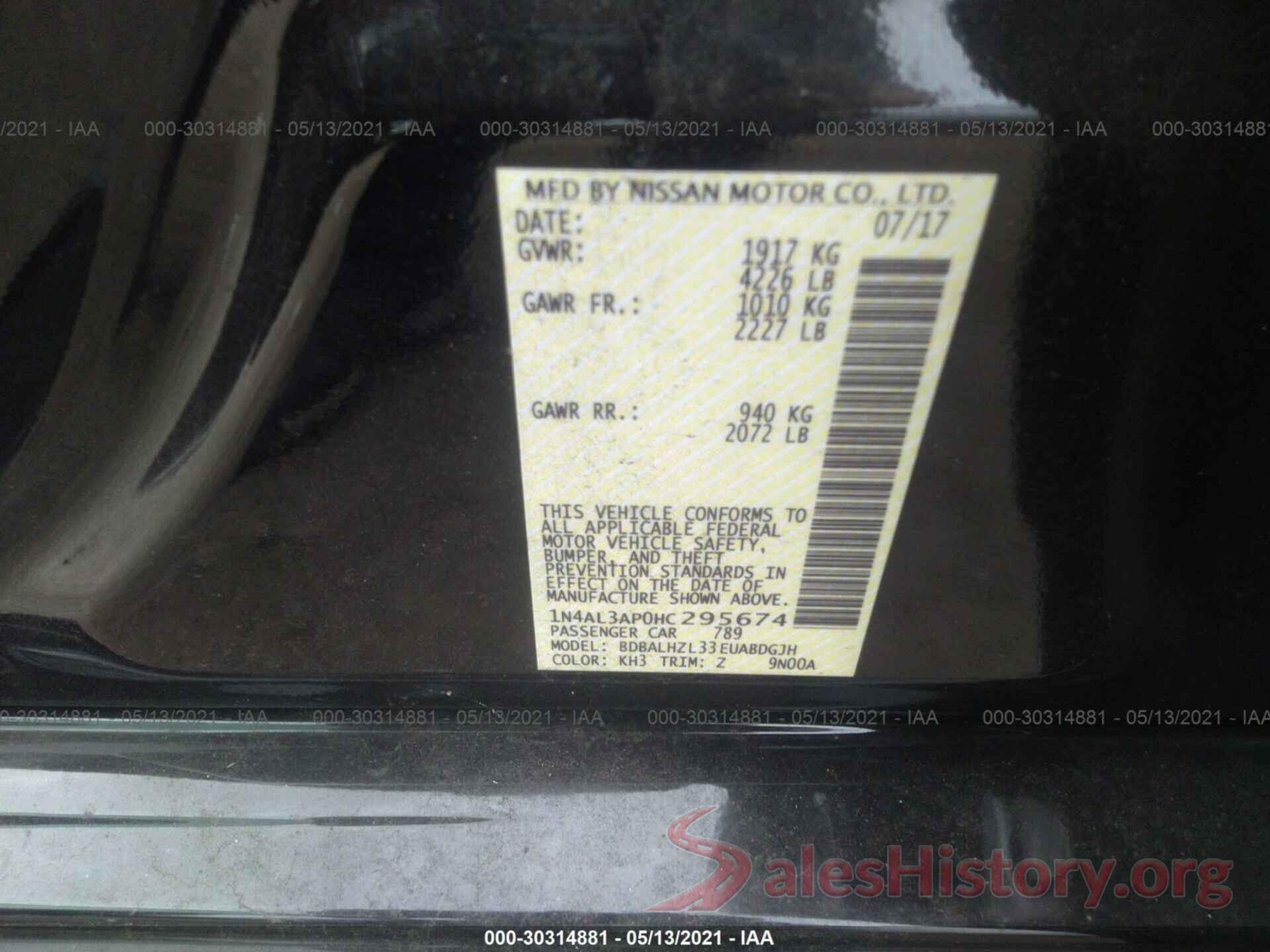 1N4AL3AP0HC295674 2017 NISSAN ALTIMA