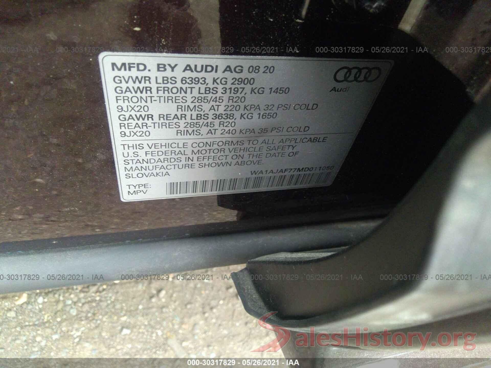 WA1AJAF77MD011050 2021 AUDI Q7