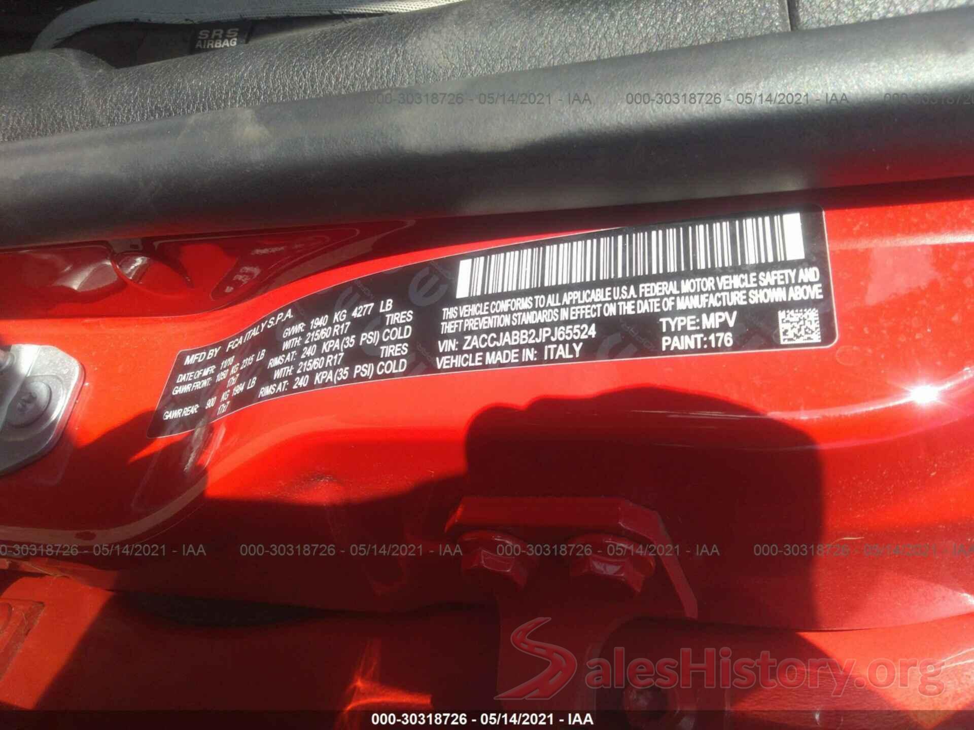 ZACCJABB2JPJ65524 2018 JEEP RENEGADE