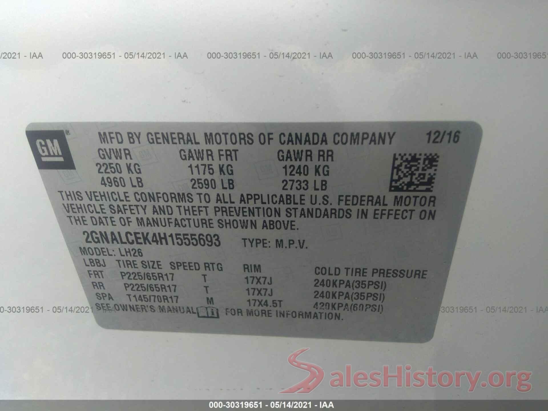 2GNALCEK4H1555693 2017 CHEVROLET EQUINOX