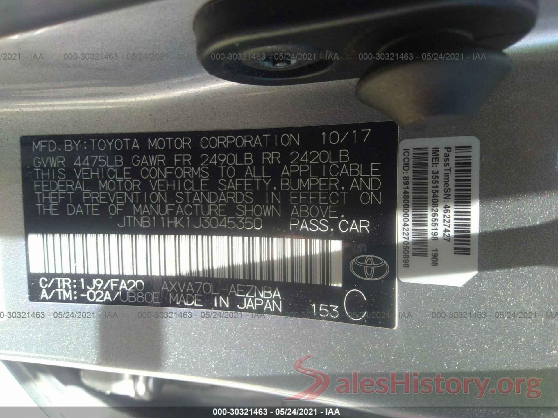 JTNB11HK1J3045350 2018 TOYOTA CAMRY