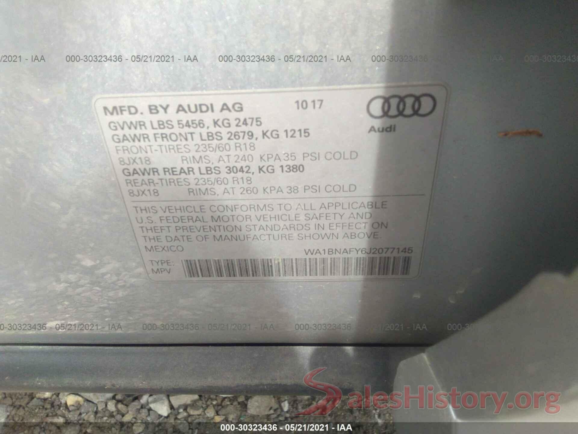 WA1BNAFY6J2077145 2018 AUDI Q5