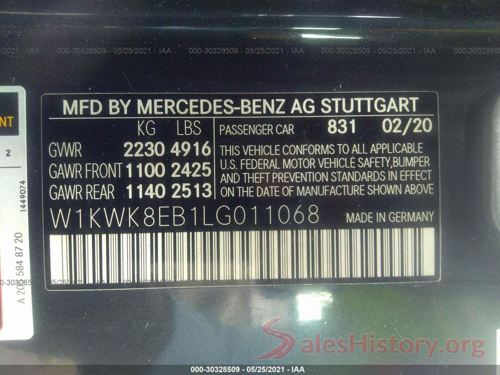 W1KWK8EB1LG011068 2020 MERCEDES-BENZ C-CLASS