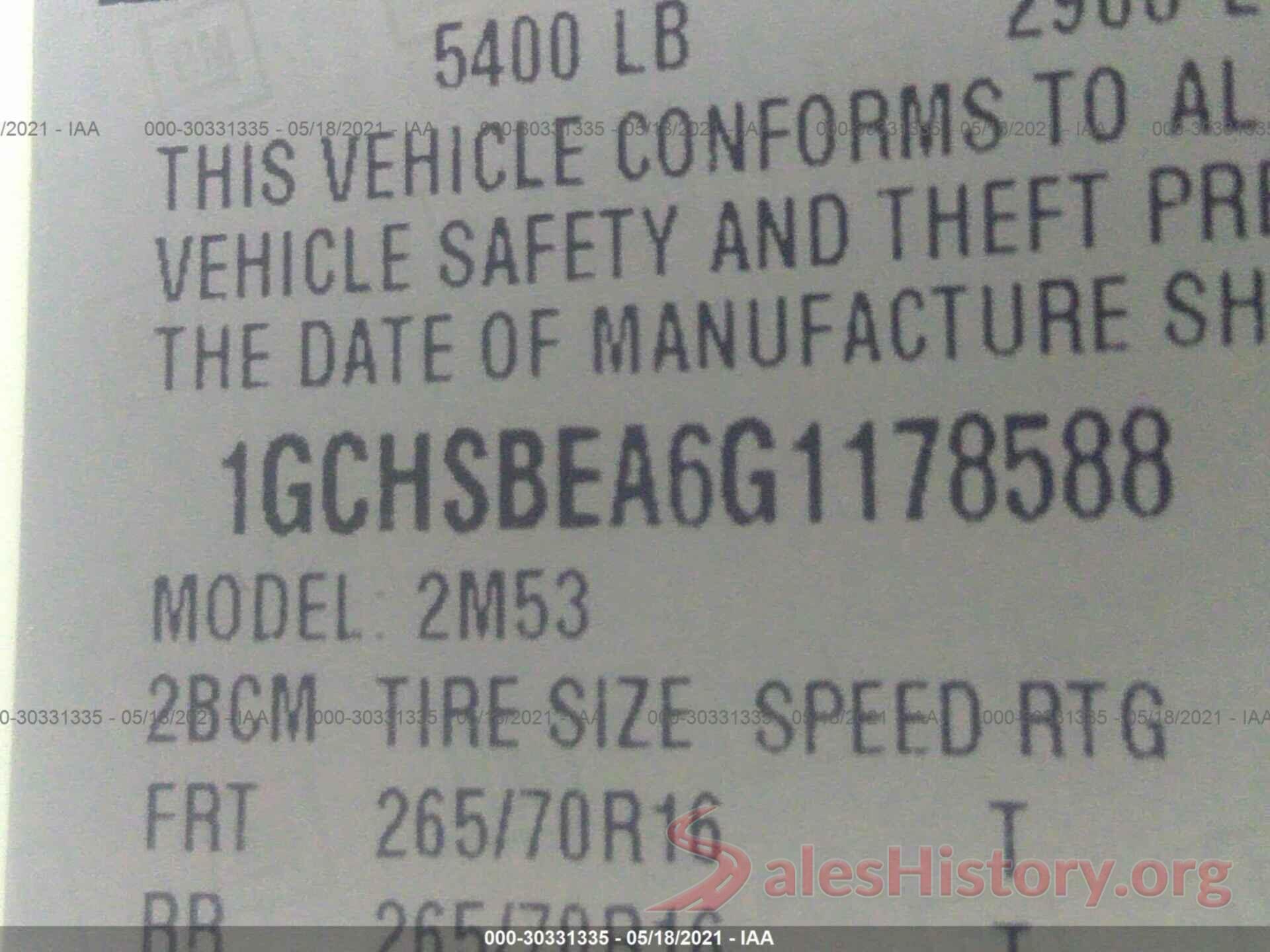 1GCHSBEA6G1178588 2016 CHEVROLET COLORADO