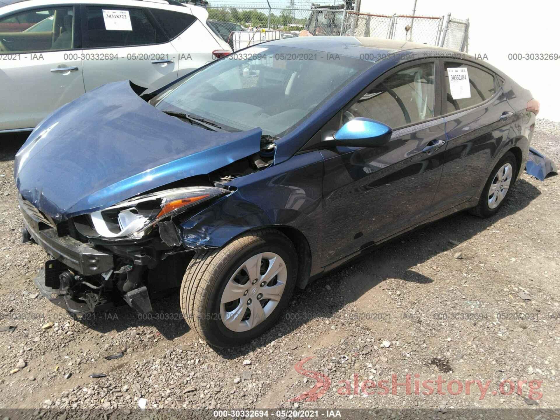 5NPDH4AE8GH731512 2016 HYUNDAI ELANTRA