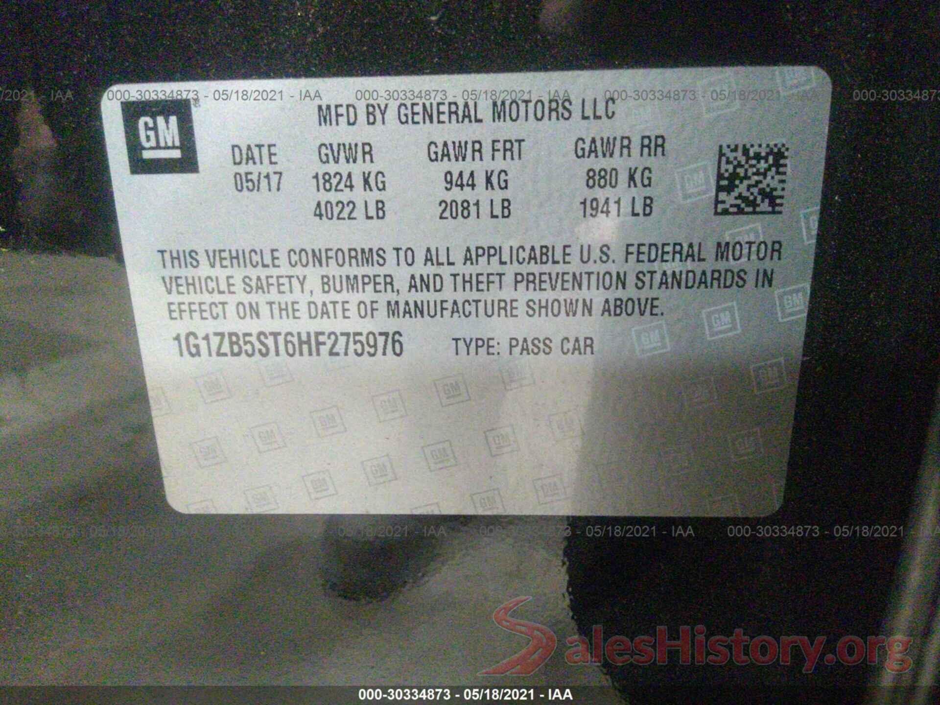 1G1ZB5ST6HF275976 2017 CHEVROLET MALIBU