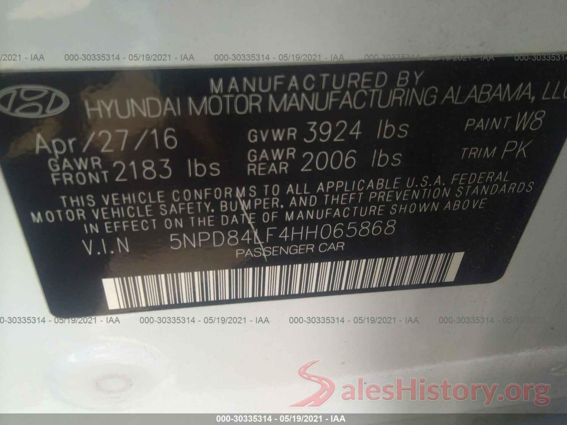 5NPD84LF4HH065868 2017 HYUNDAI ELANTRA