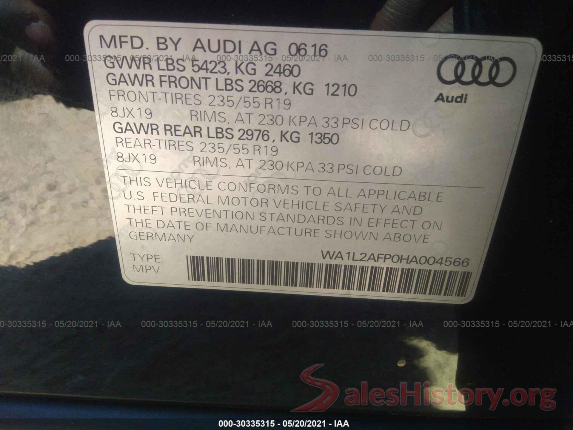 WA1L2AFP0HA004566 2017 AUDI Q5