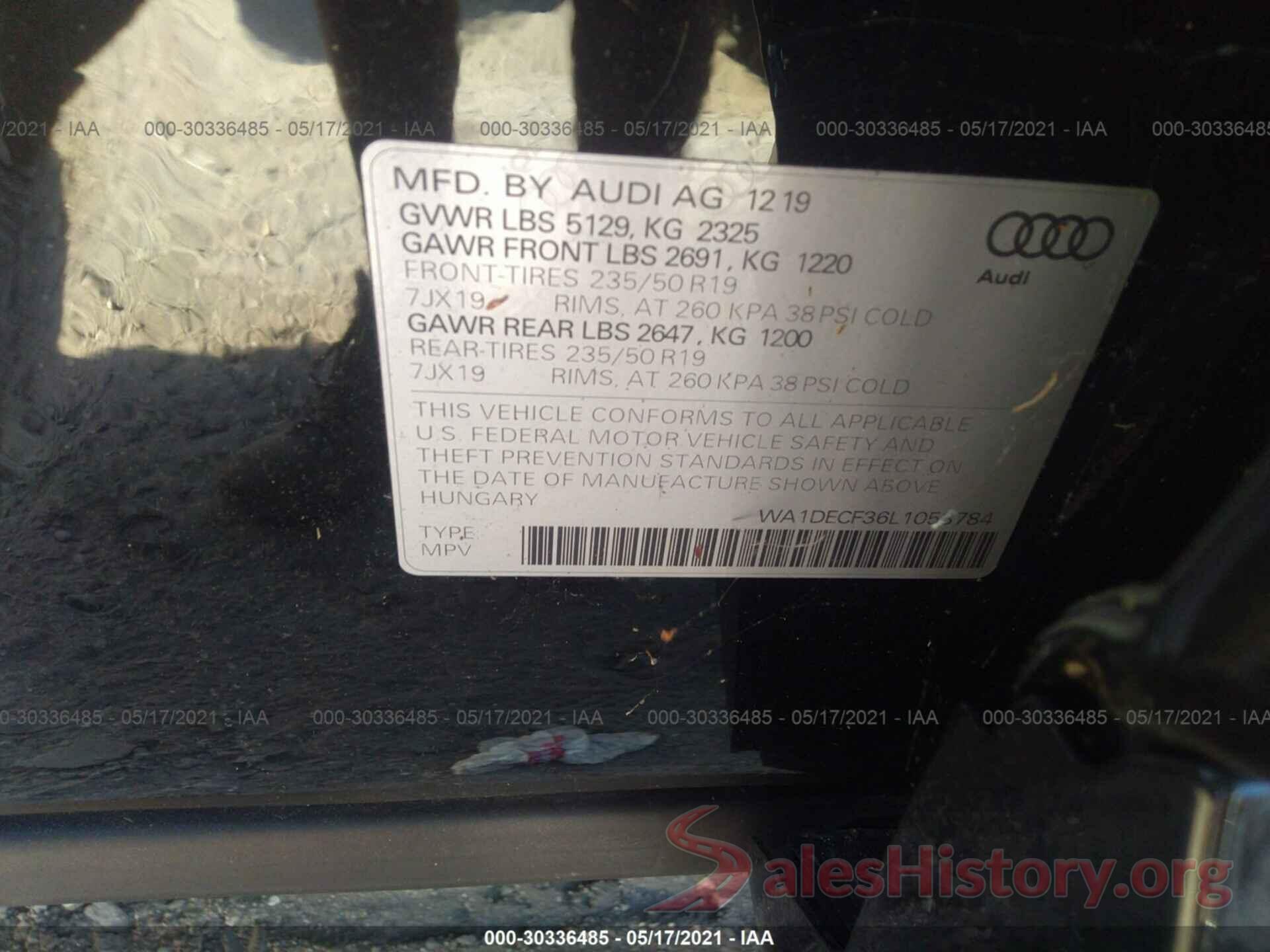 WA1DECF36L1053784 2020 AUDI Q3