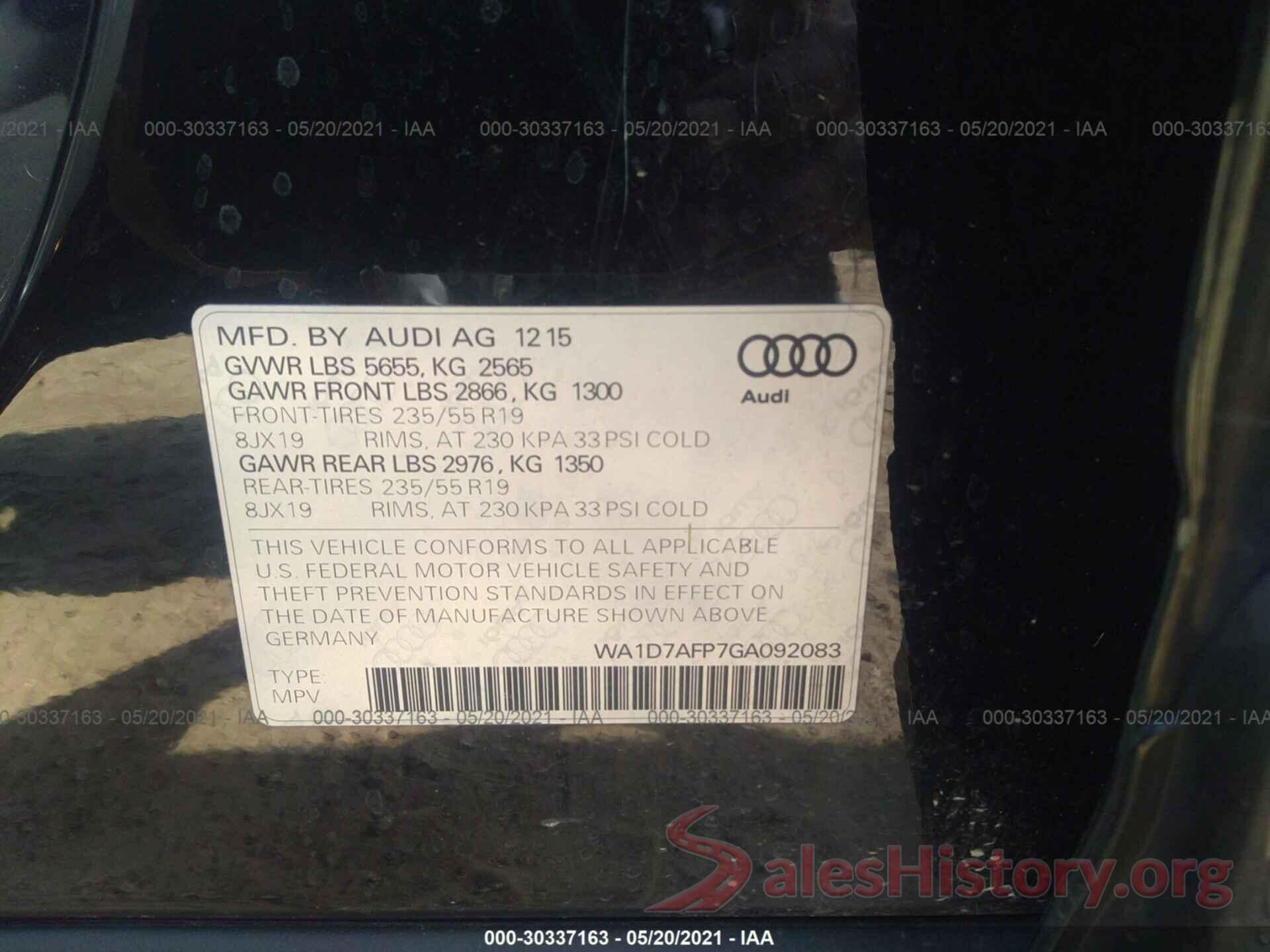 WA1D7AFP7GA092083 2016 AUDI Q5