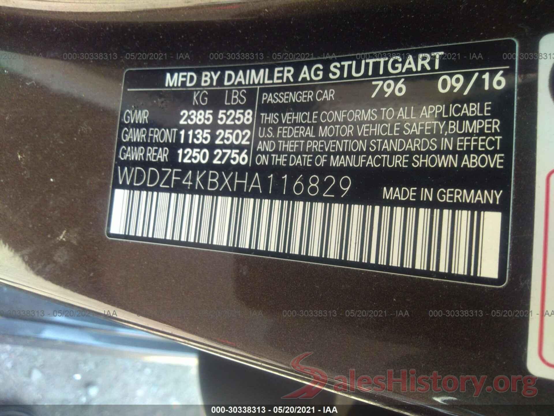 WDDZF4KBXHA116829 2017 MERCEDES-BENZ E-CLASS