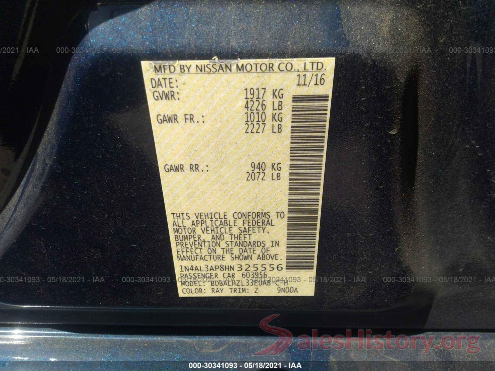 1N4AL3AP8HN325556 2017 NISSAN ALTIMA