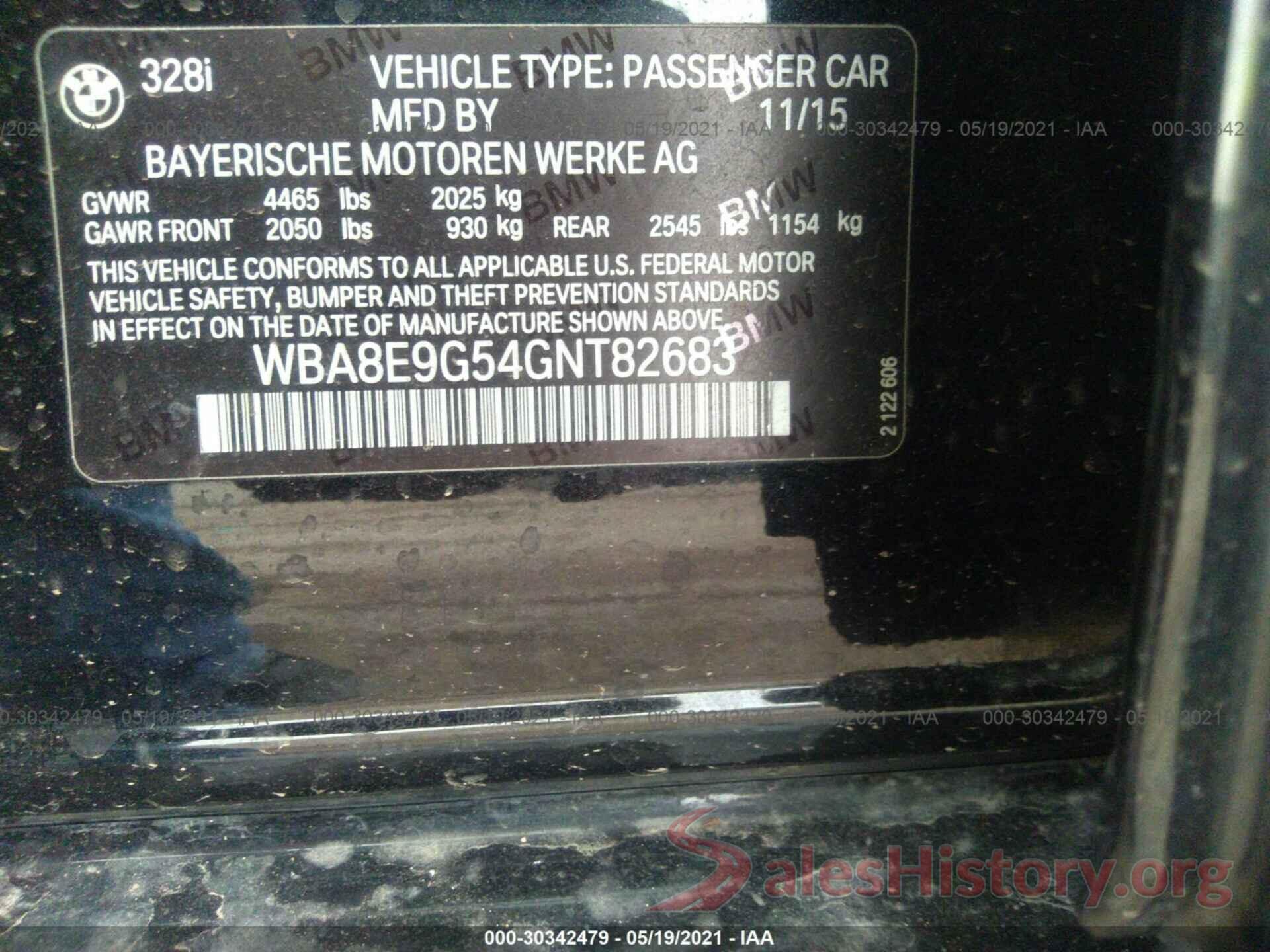 WBA8E9G54GNT82683 2016 BMW 3 SERIES