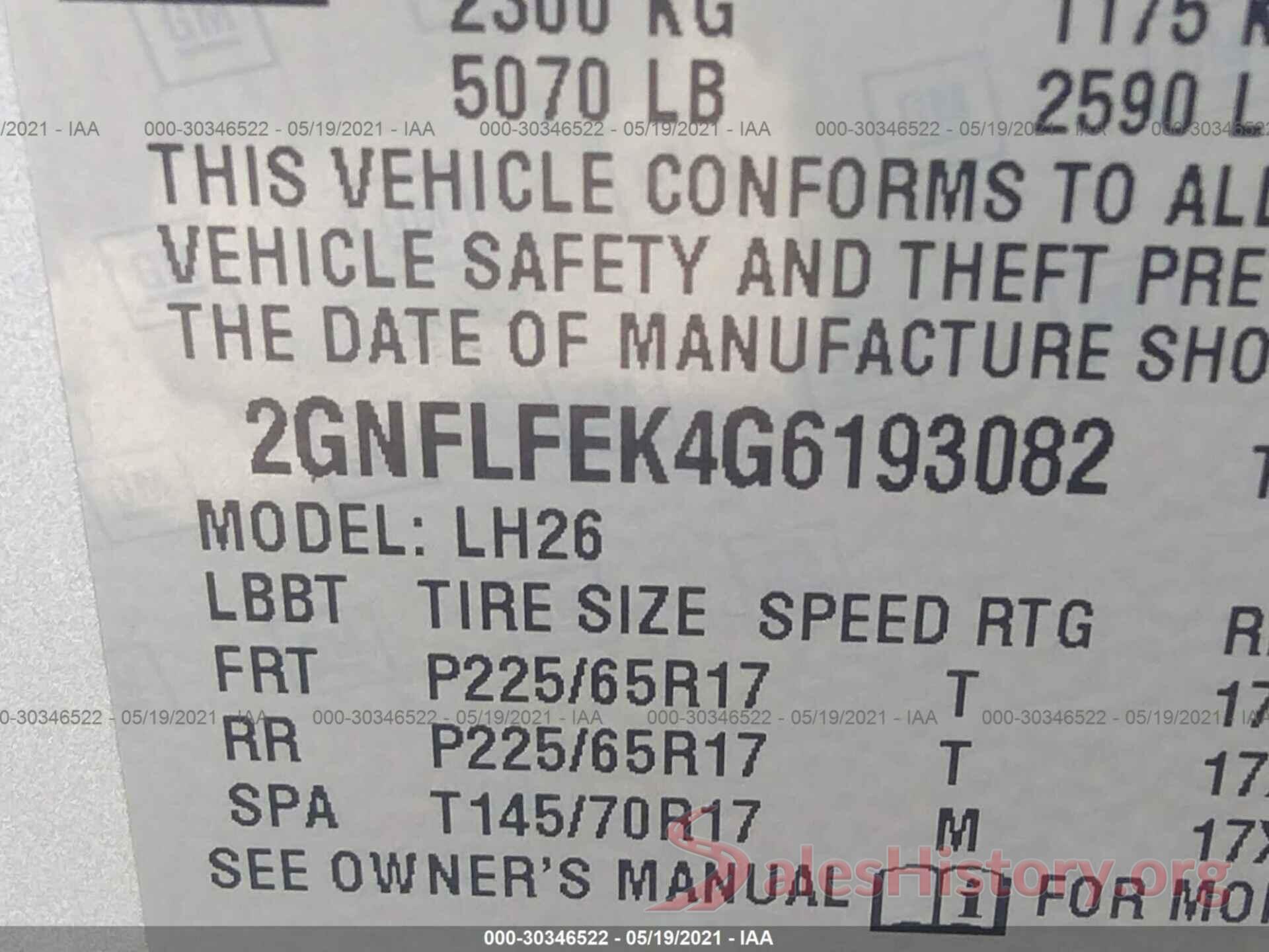 2GNFLFEK4G6193082 2016 CHEVROLET EQUINOX