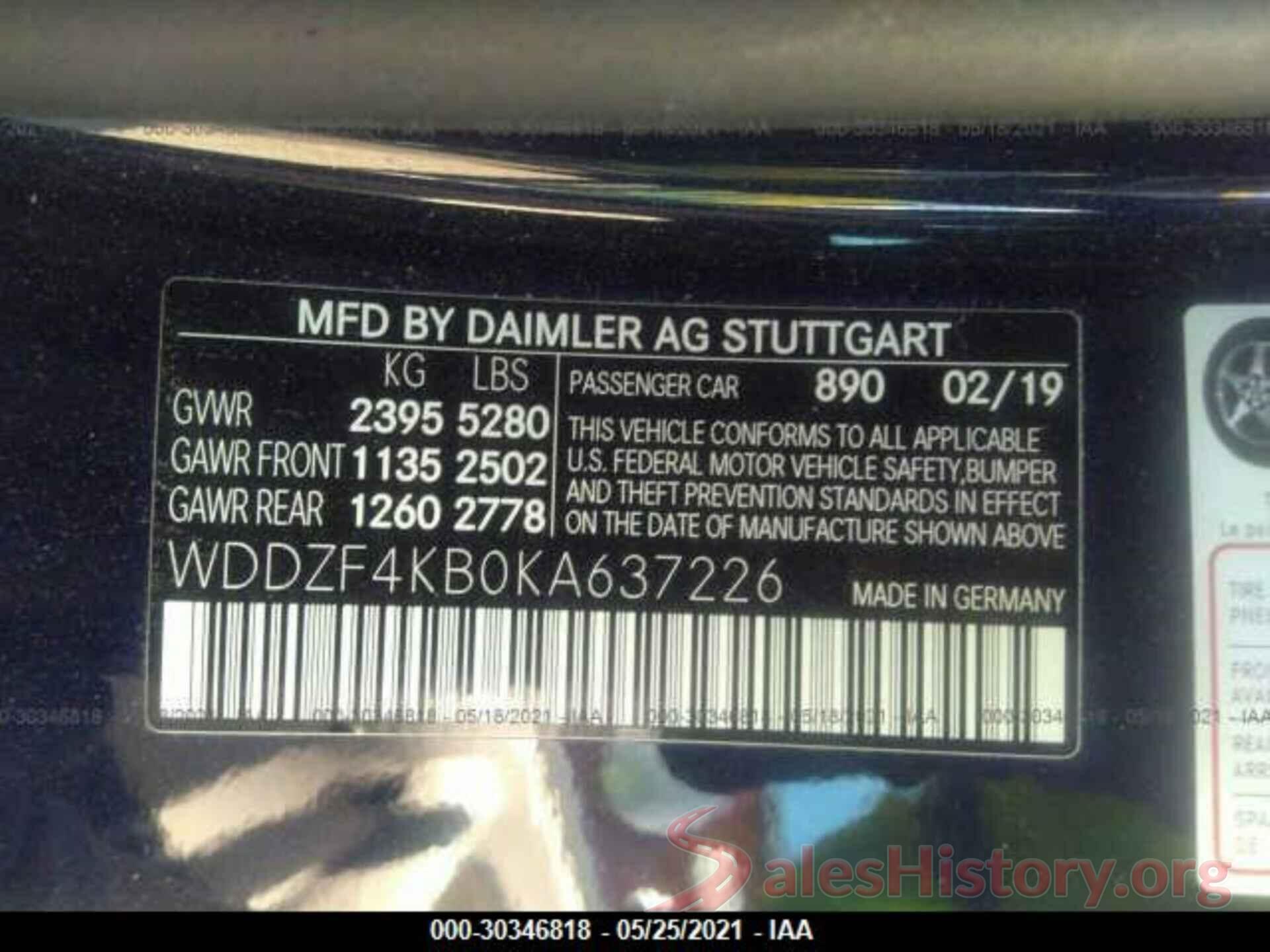 WDDZF4KB0KA637226 2019 MERCEDES-BENZ E-CLASS