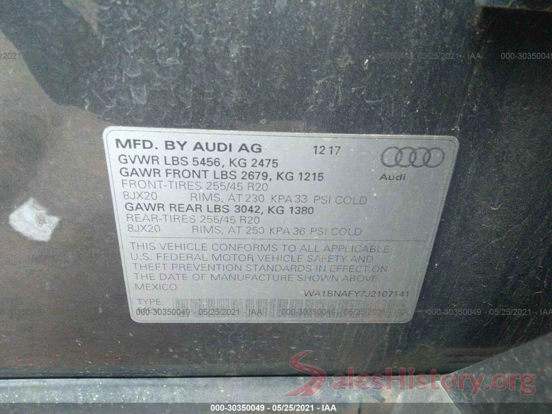 WA1BNAFY7J2107141 2018 AUDI Q5