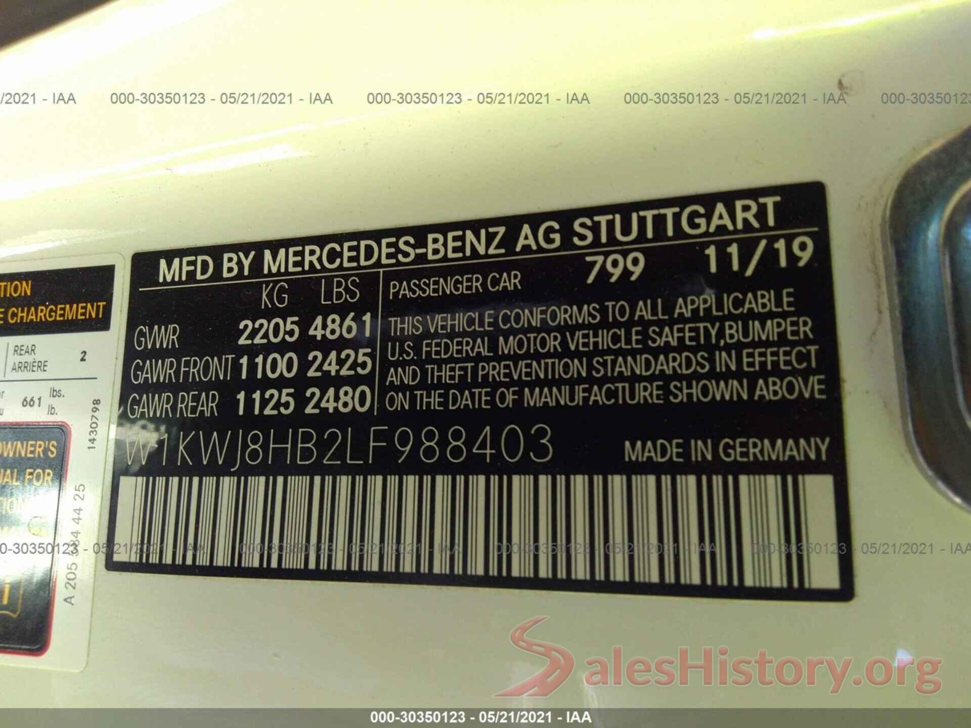 W1KWJ8HB2LF988403 2020 MERCEDES-BENZ C-CLASS