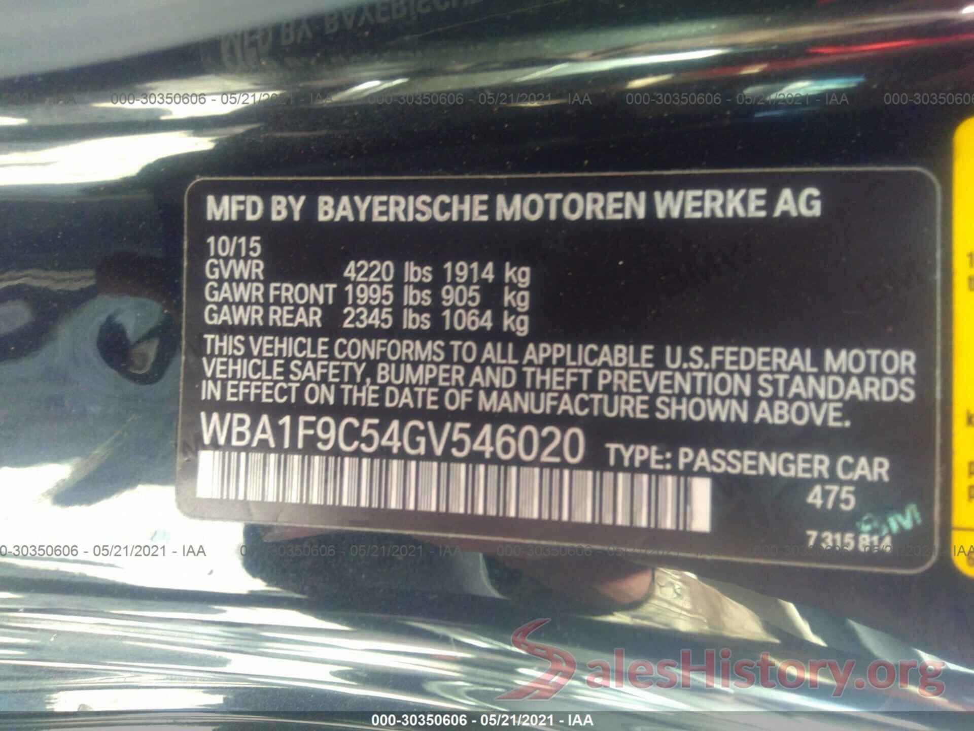 WBA1F9C54GV546020 2016 BMW 2 SERIES