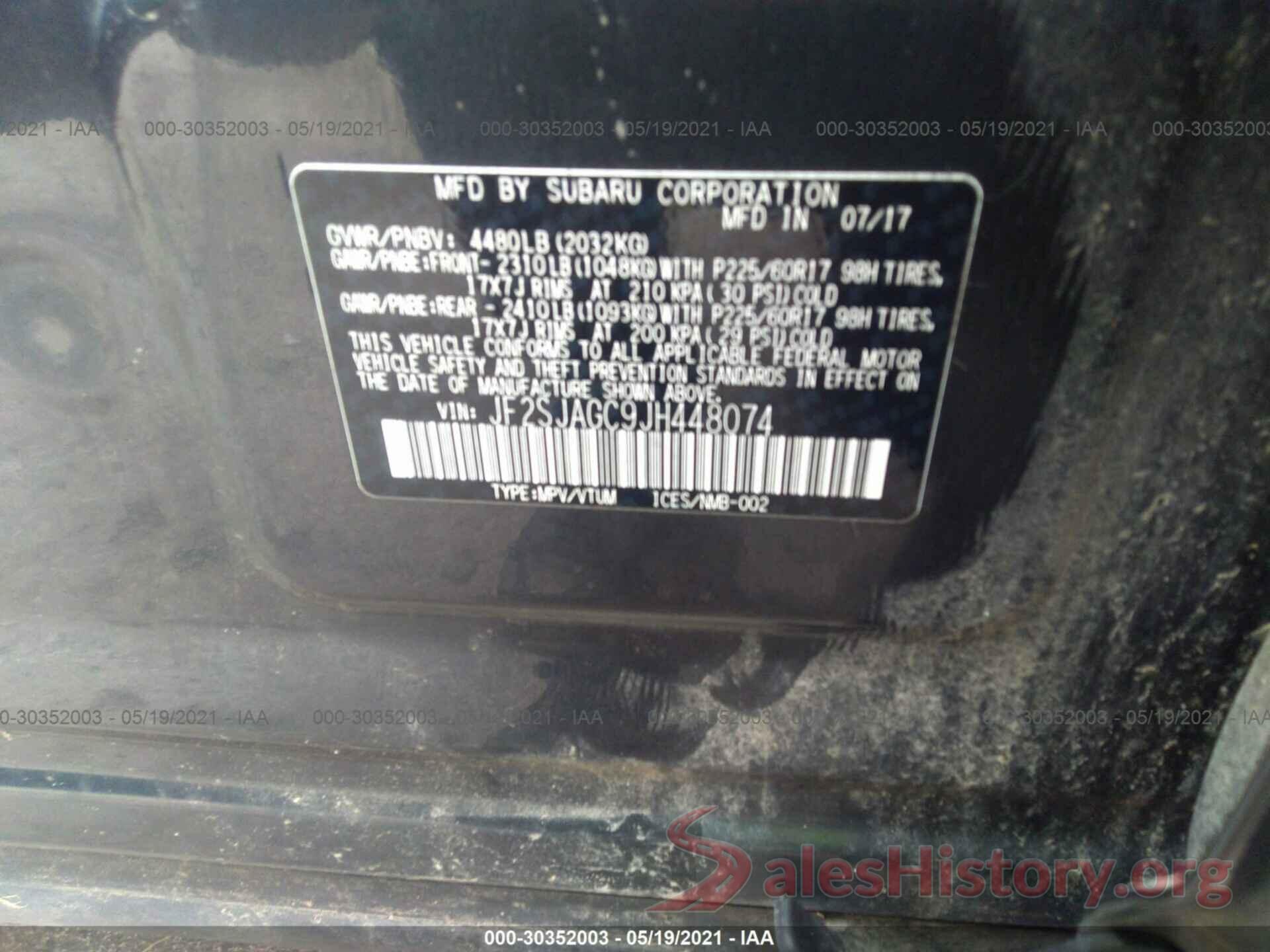 JF2SJAGC9JH448074 2018 SUBARU FORESTER