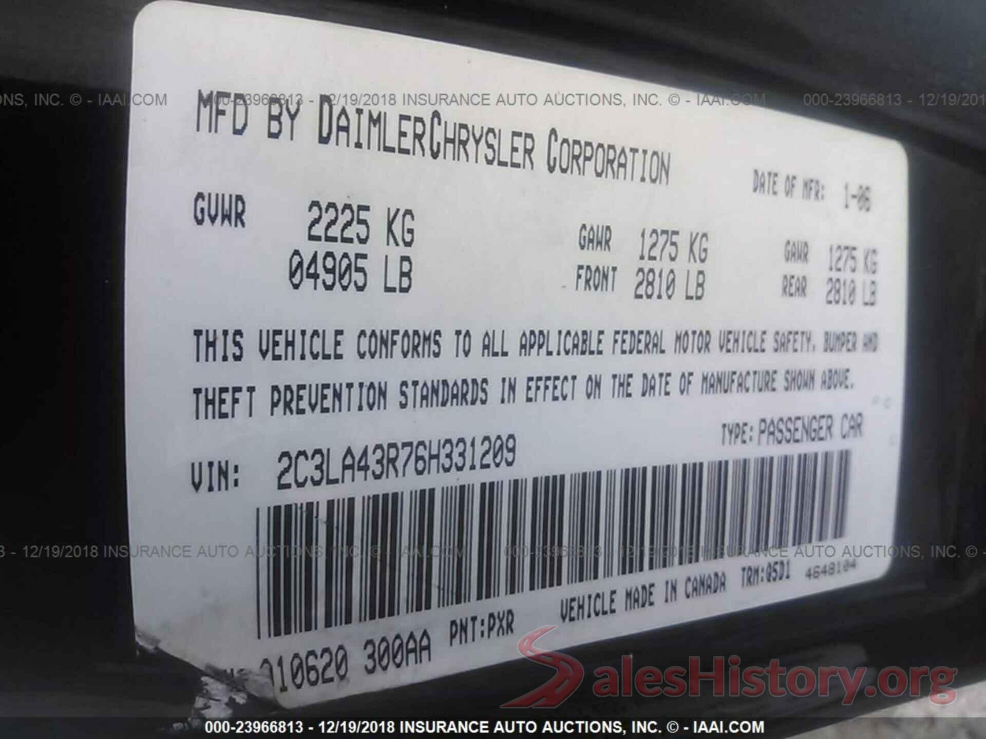 1FATP8UH6L5137660 2006 CHRYSLER 300