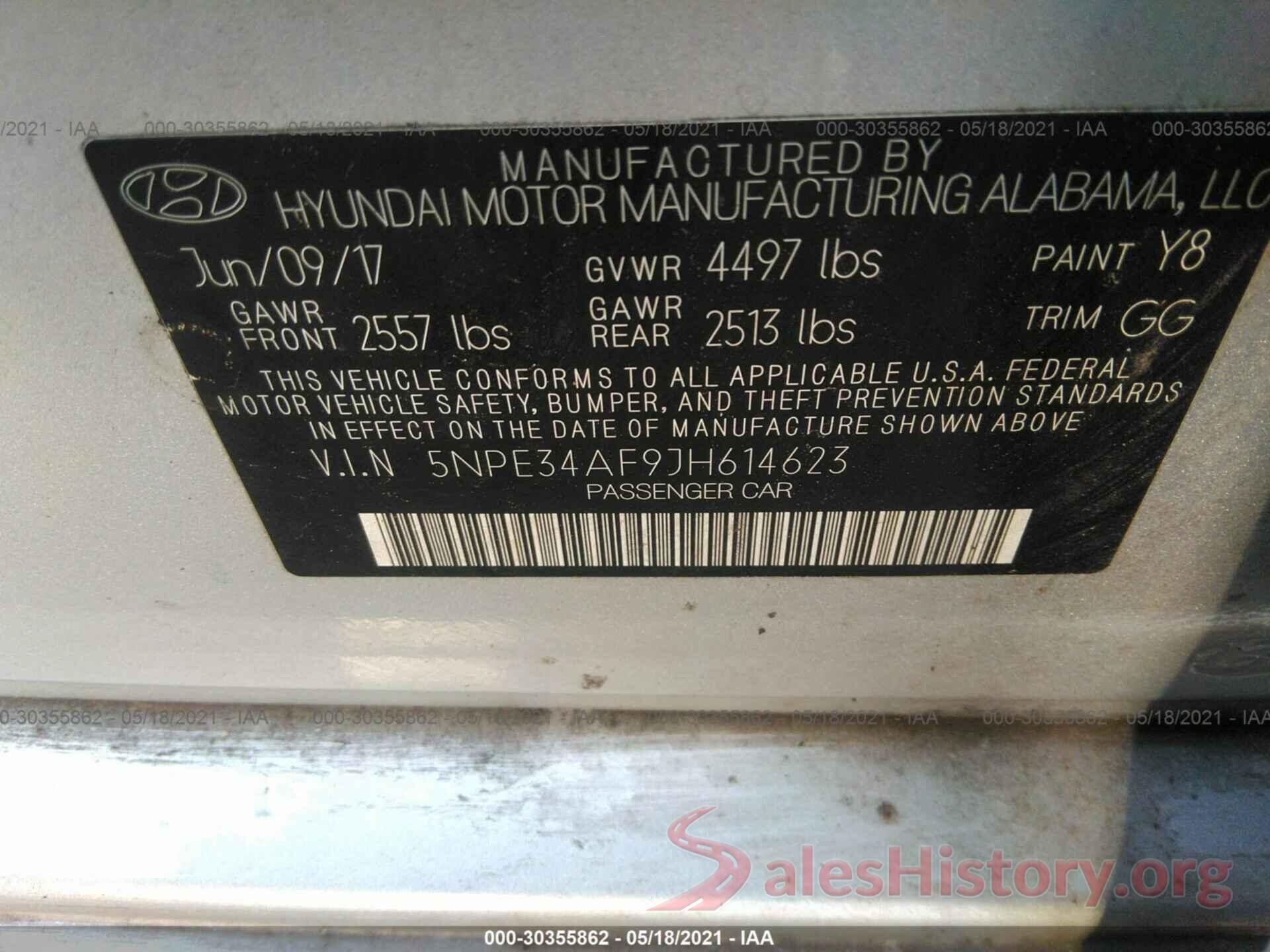 5NPE34AF9JH614623 2018 HYUNDAI SONATA