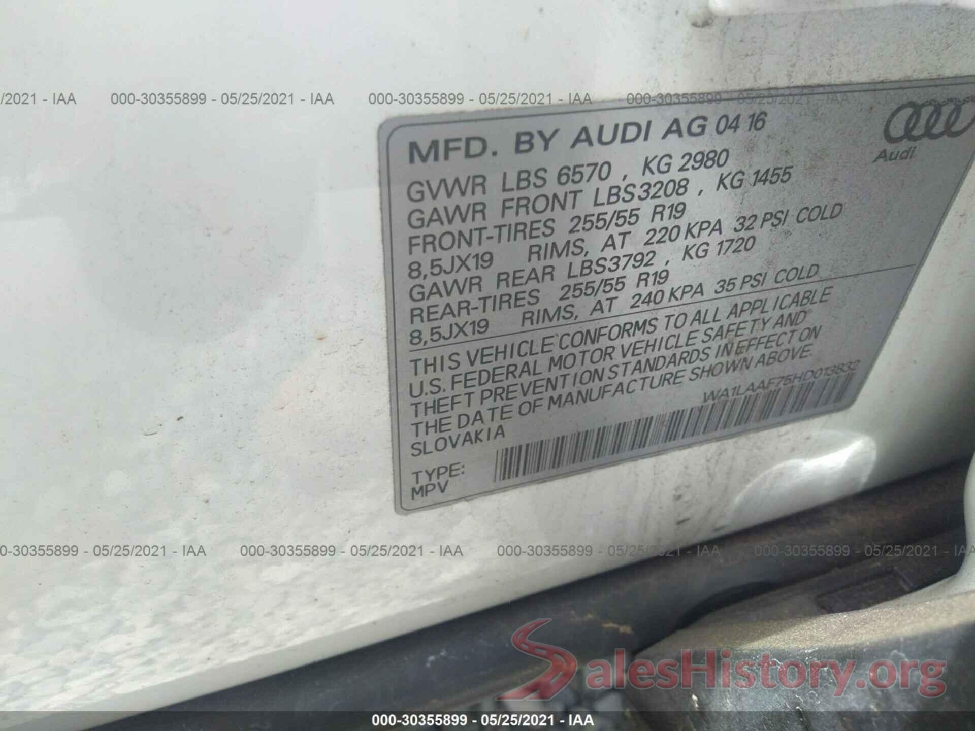 WA1LAAF75HD013832 2017 AUDI Q7