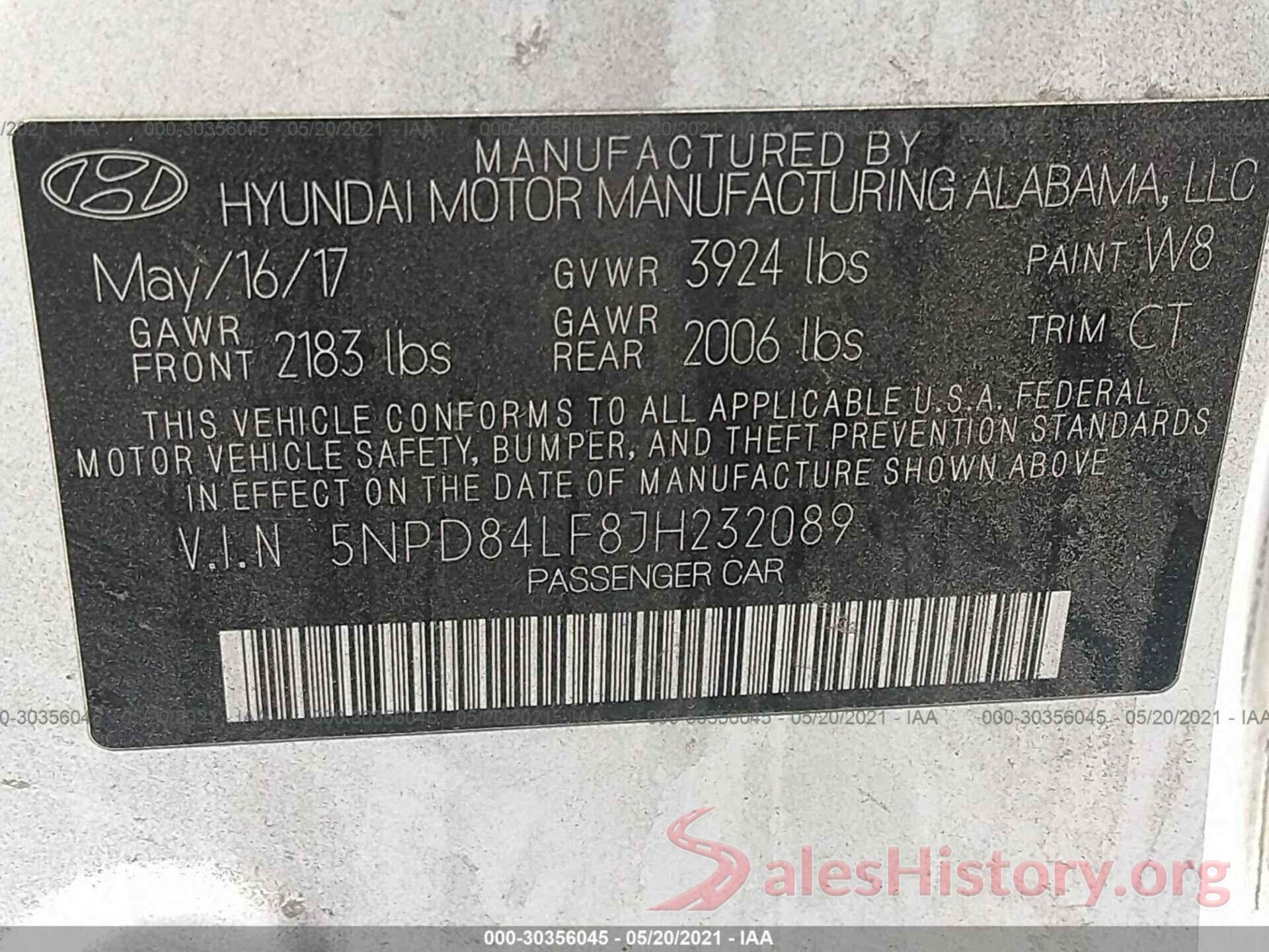 5NPD84LF8JH232089 2018 HYUNDAI ELANTRA