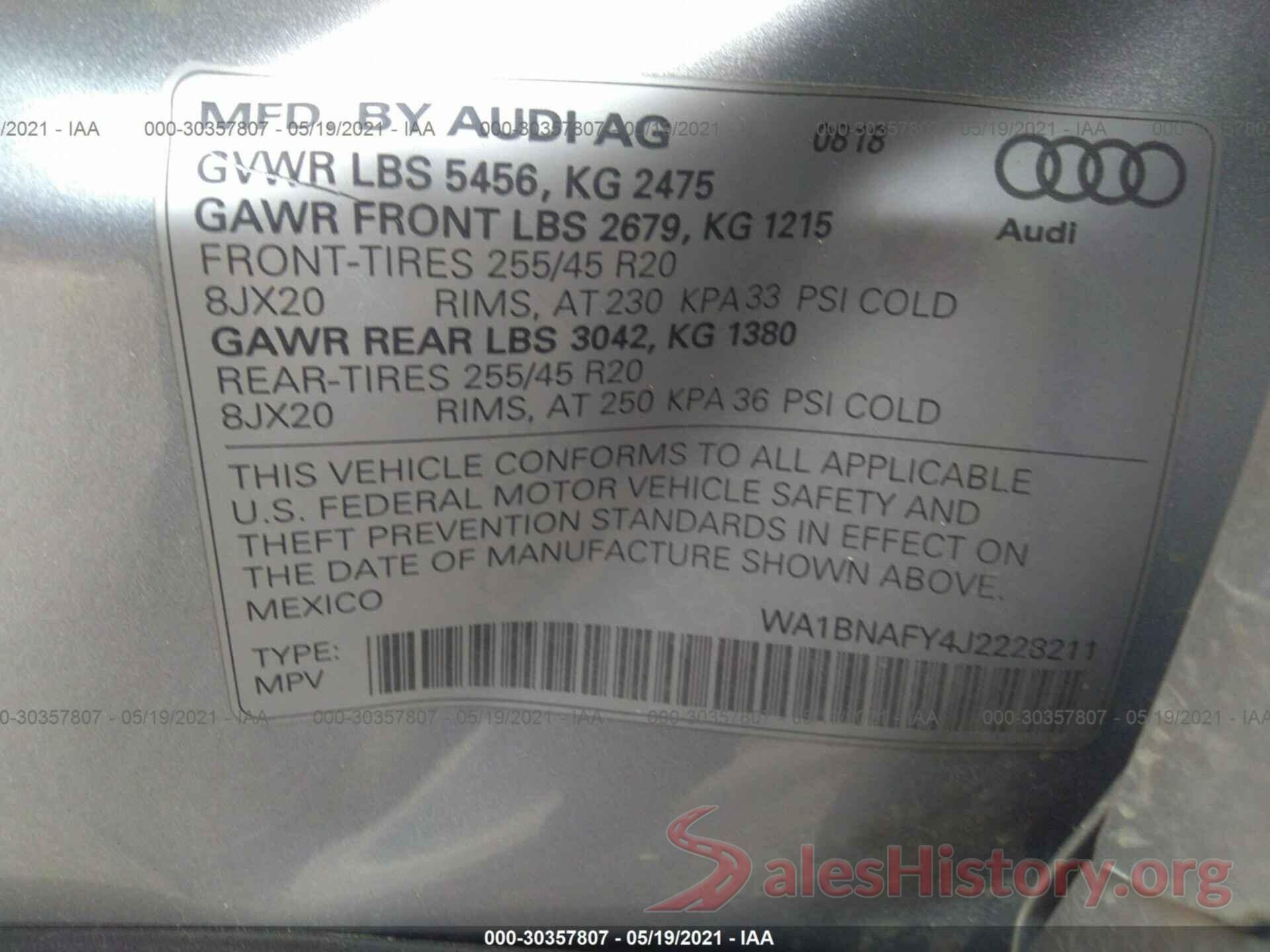 WA1BNAFY4J2228211 2018 AUDI Q5