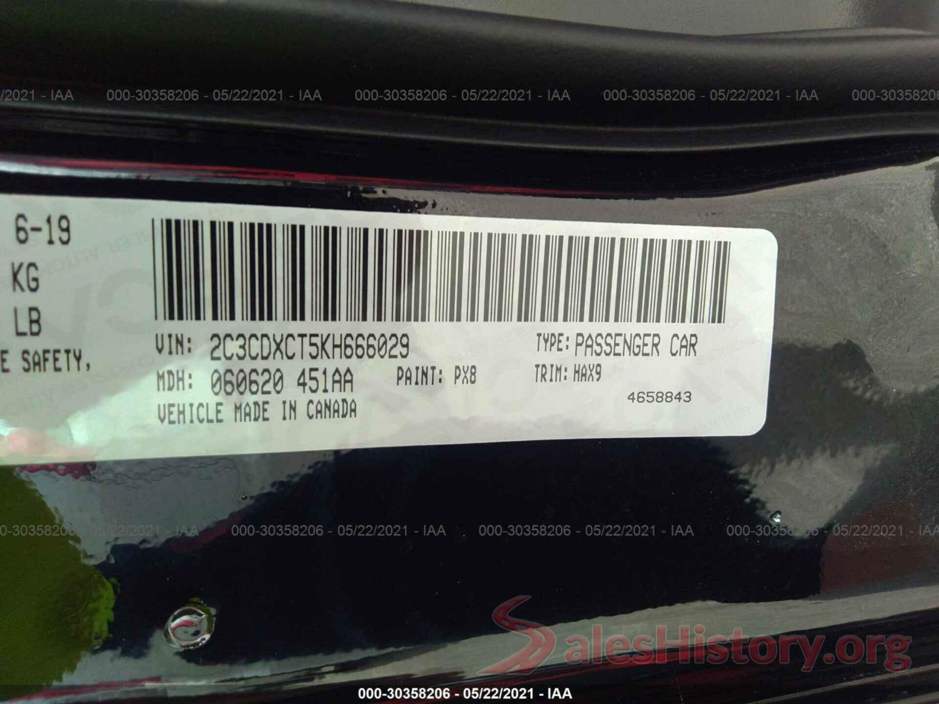 2C3CDXCT5KH666029 2019 DODGE CHARGER