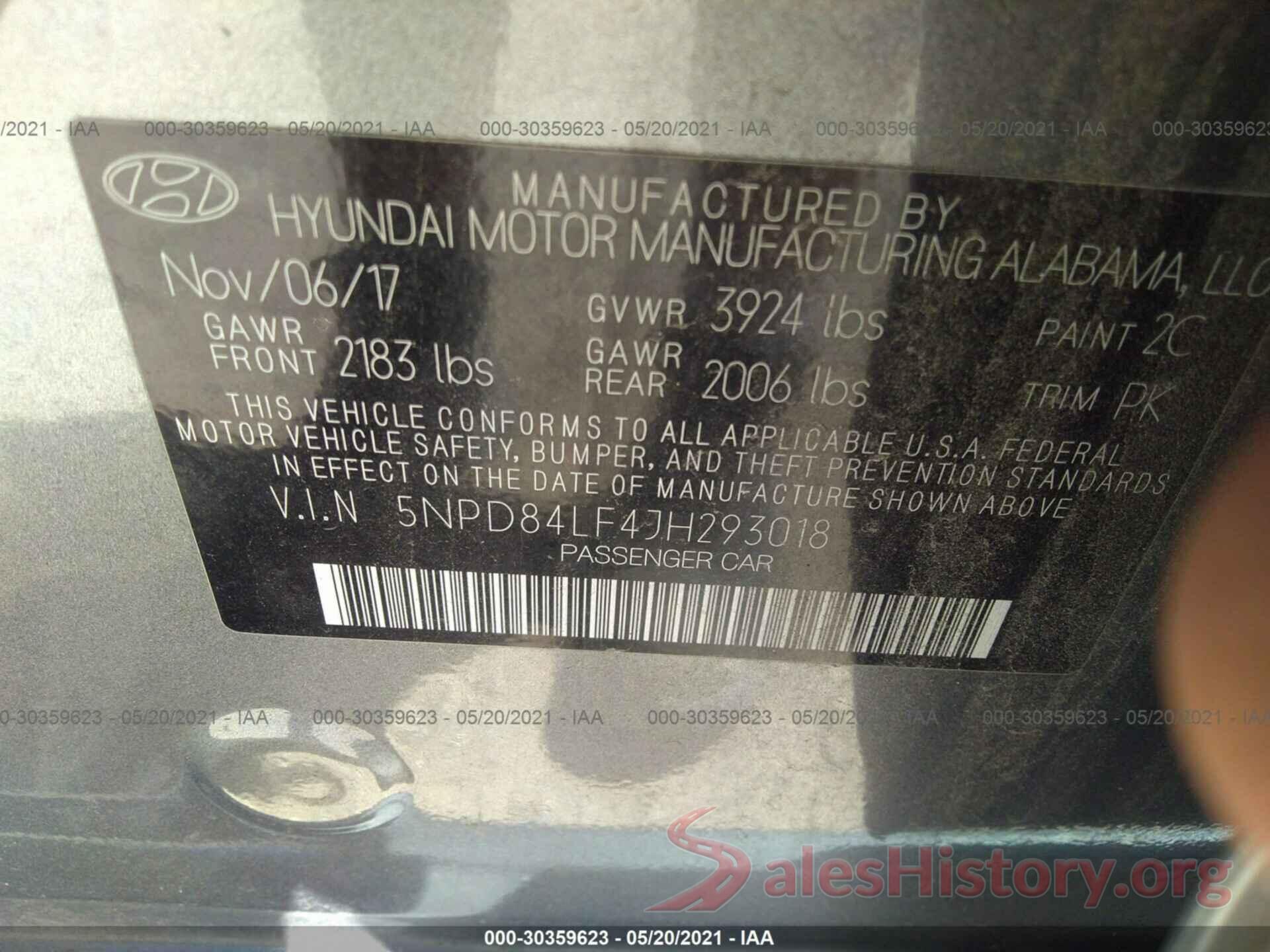 5NPD84LF4JH293018 2018 HYUNDAI ELANTRA