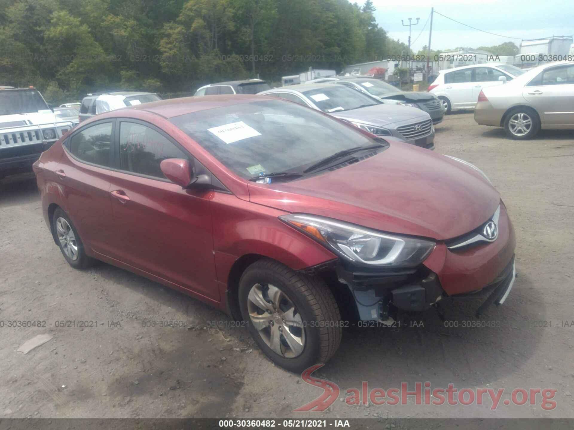 5NPDH4AE9GH770089 2016 HYUNDAI ELANTRA