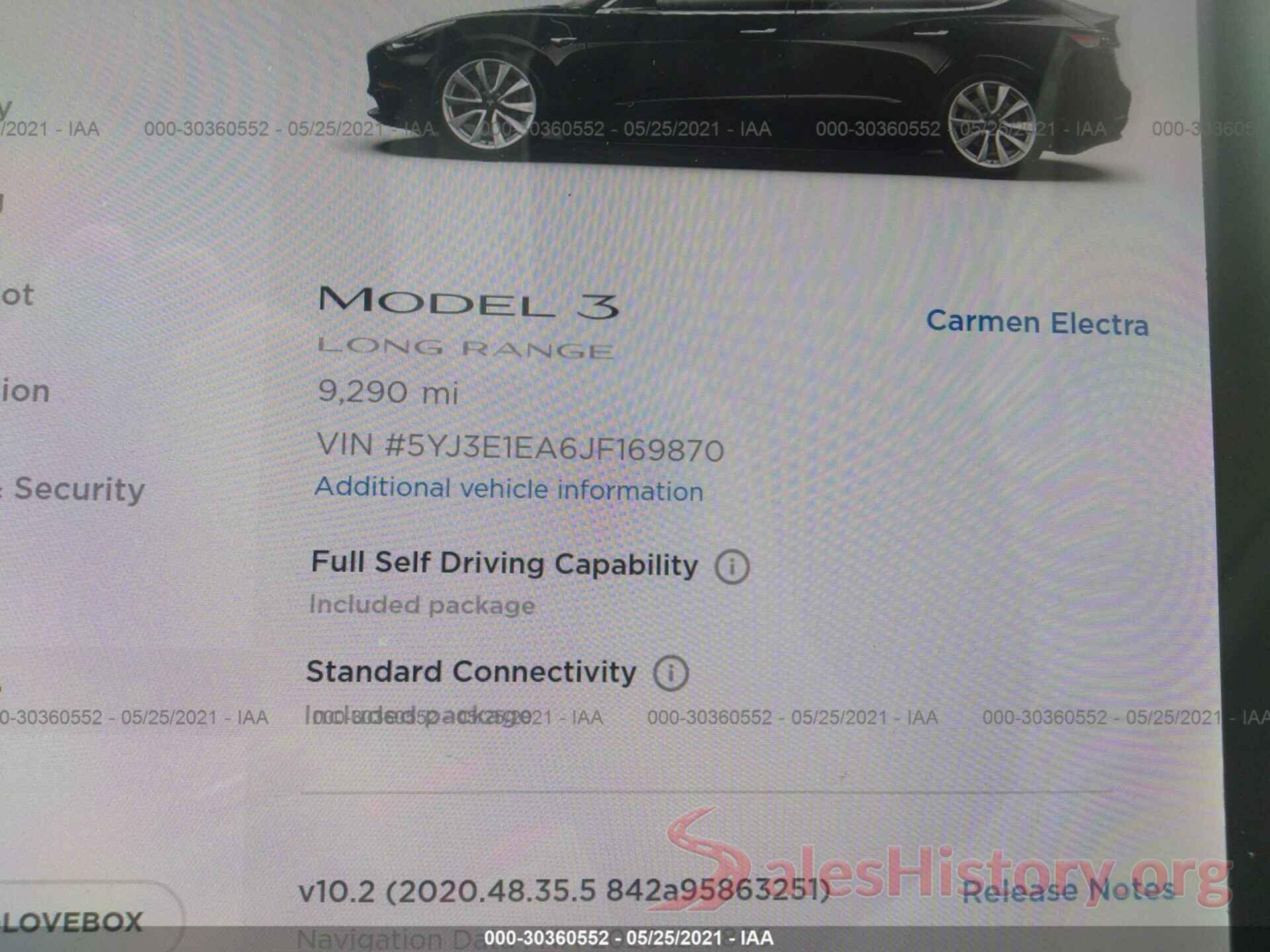 5YJ3E1EA6JF169870 2018 TESLA MODEL 3