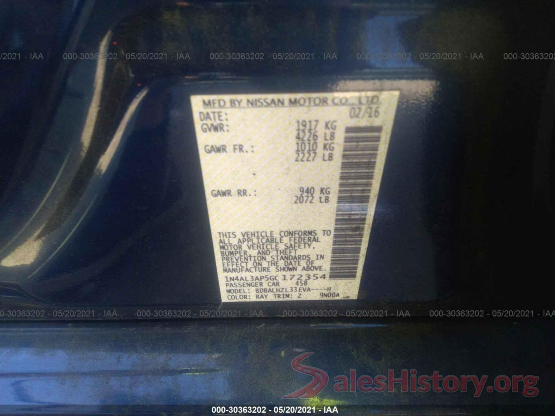 1N4AL3AP5GC172354 2016 NISSAN ALTIMA