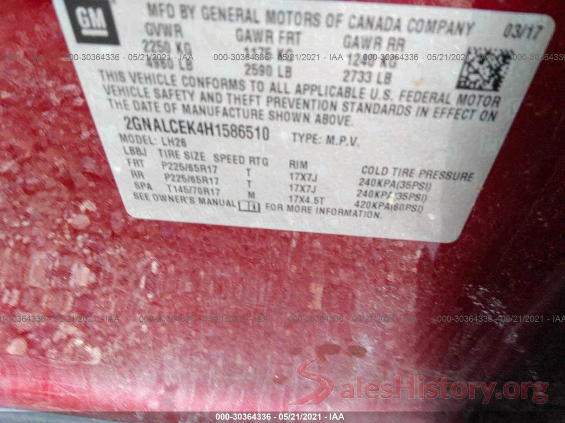 2GNALCEK4H1586510 2017 CHEVROLET EQUINOX