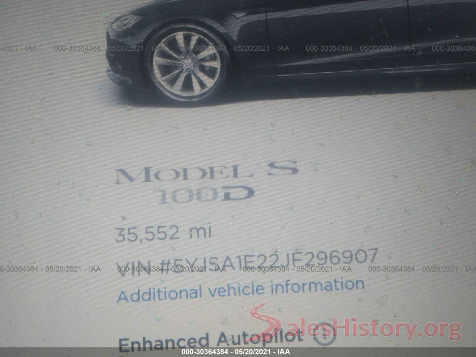 5YJSA1E22JF296907 2018 TESLA MODEL S