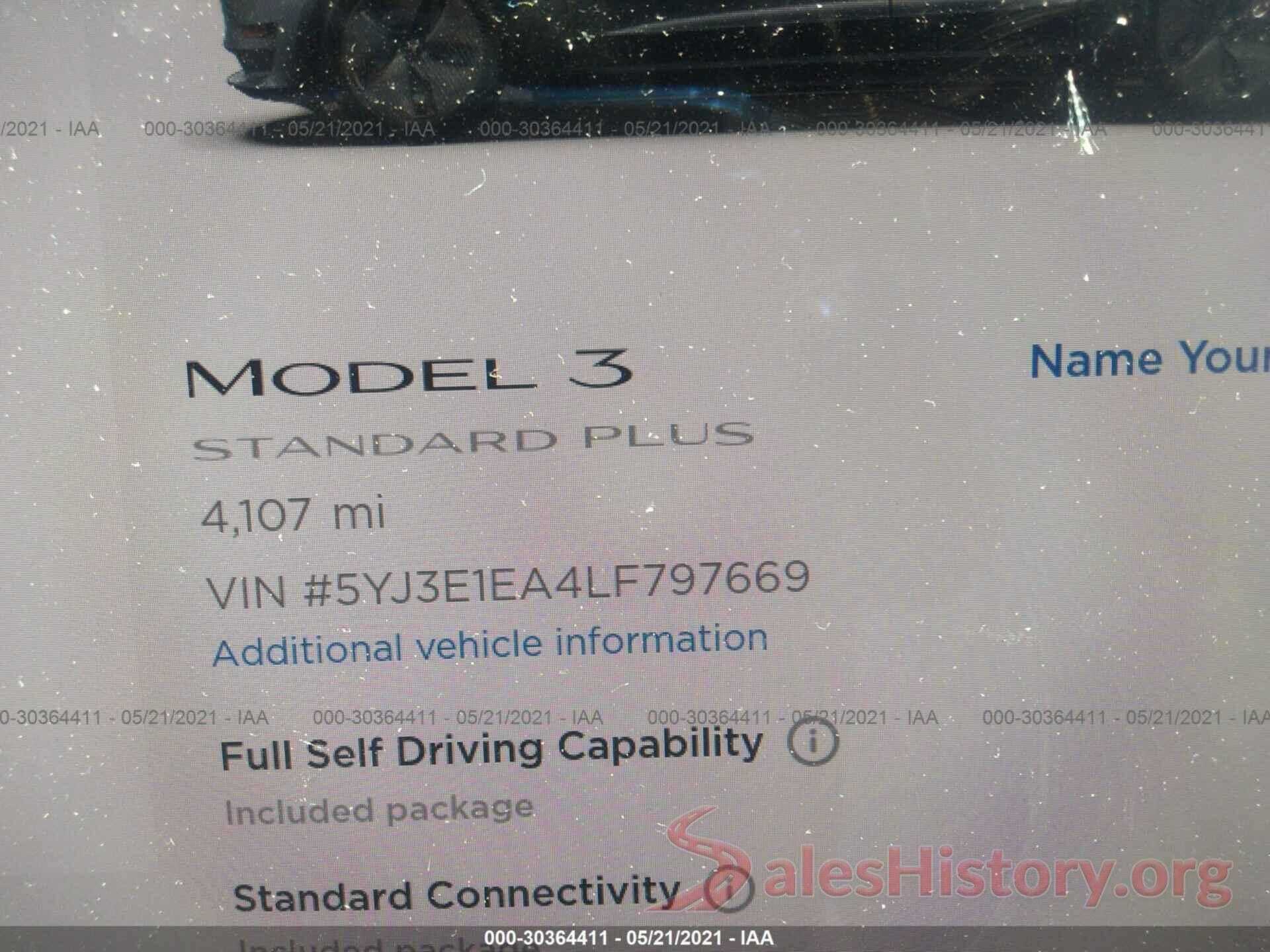 5YJ3E1EA4LF797669 2020 TESLA MODEL 3