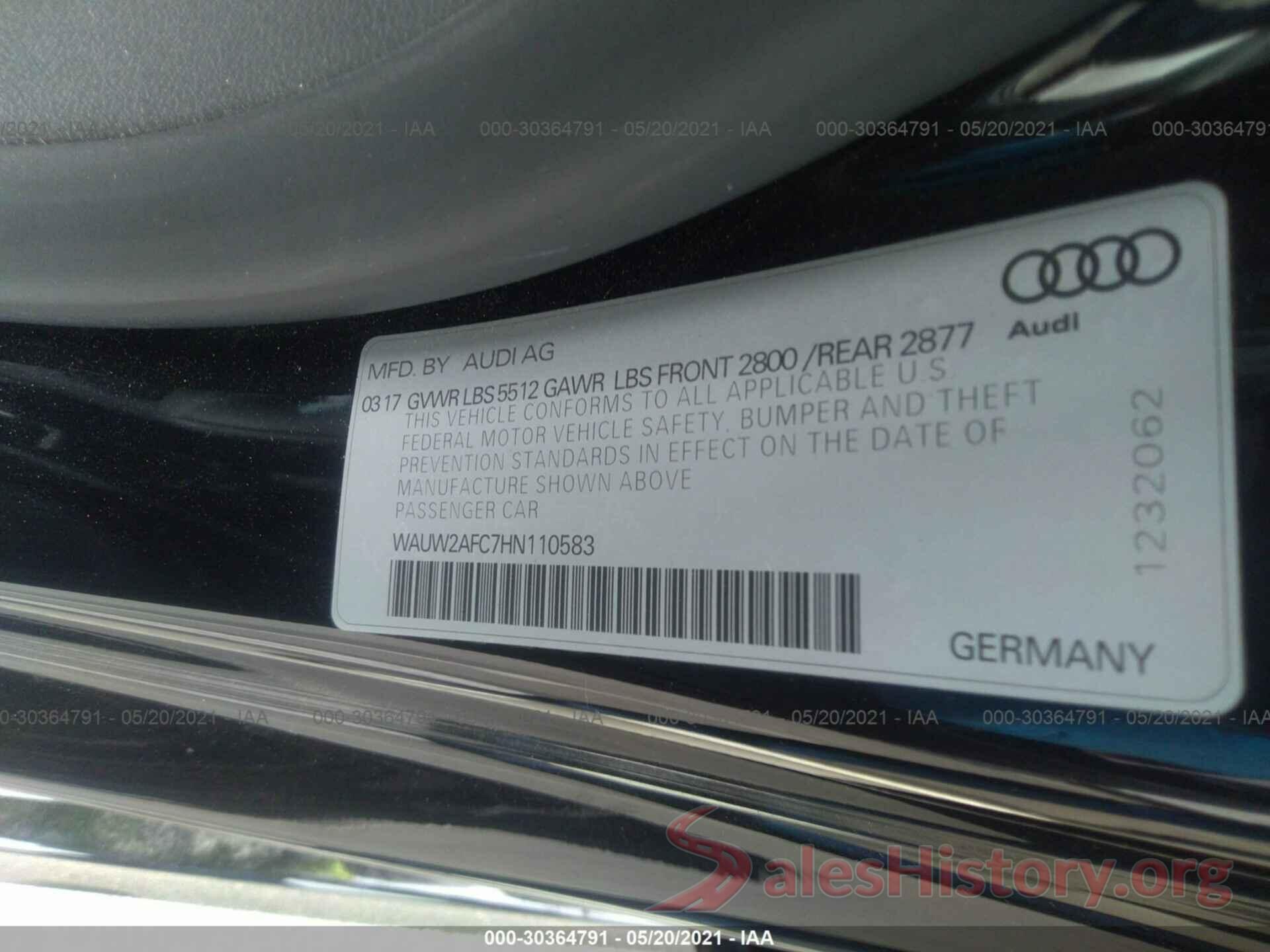 WAUW2AFC7HN110583 2017 AUDI A7