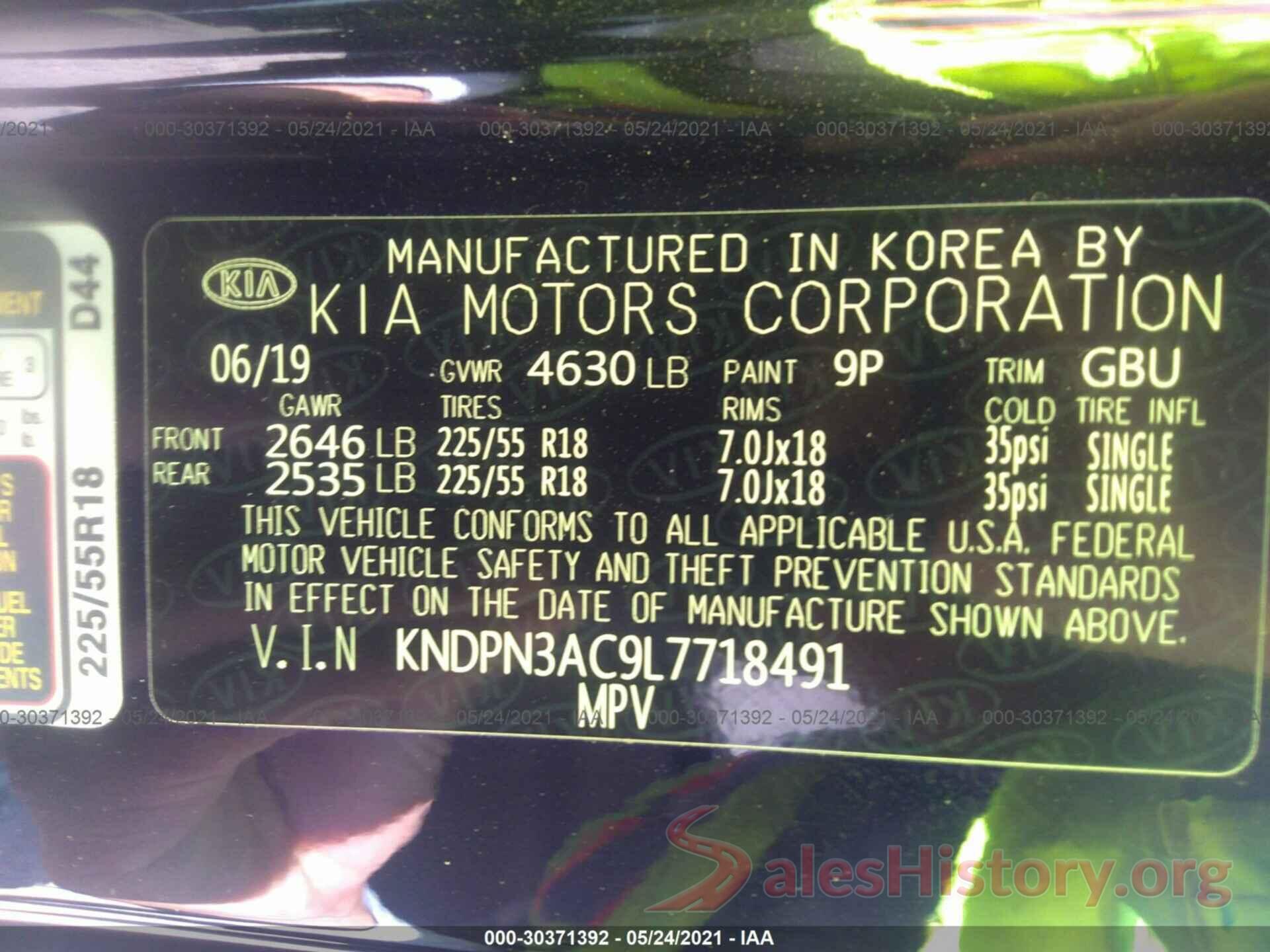 KNDPN3AC9L7718491 2020 KIA SPORTAGE