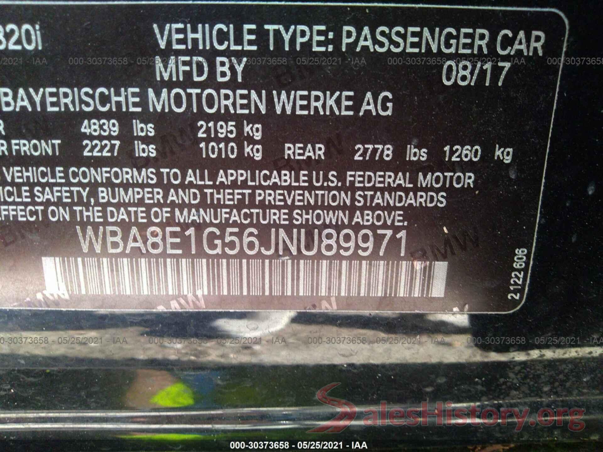 WBA8E1G56JNU89971 2018 BMW 3 SERIES