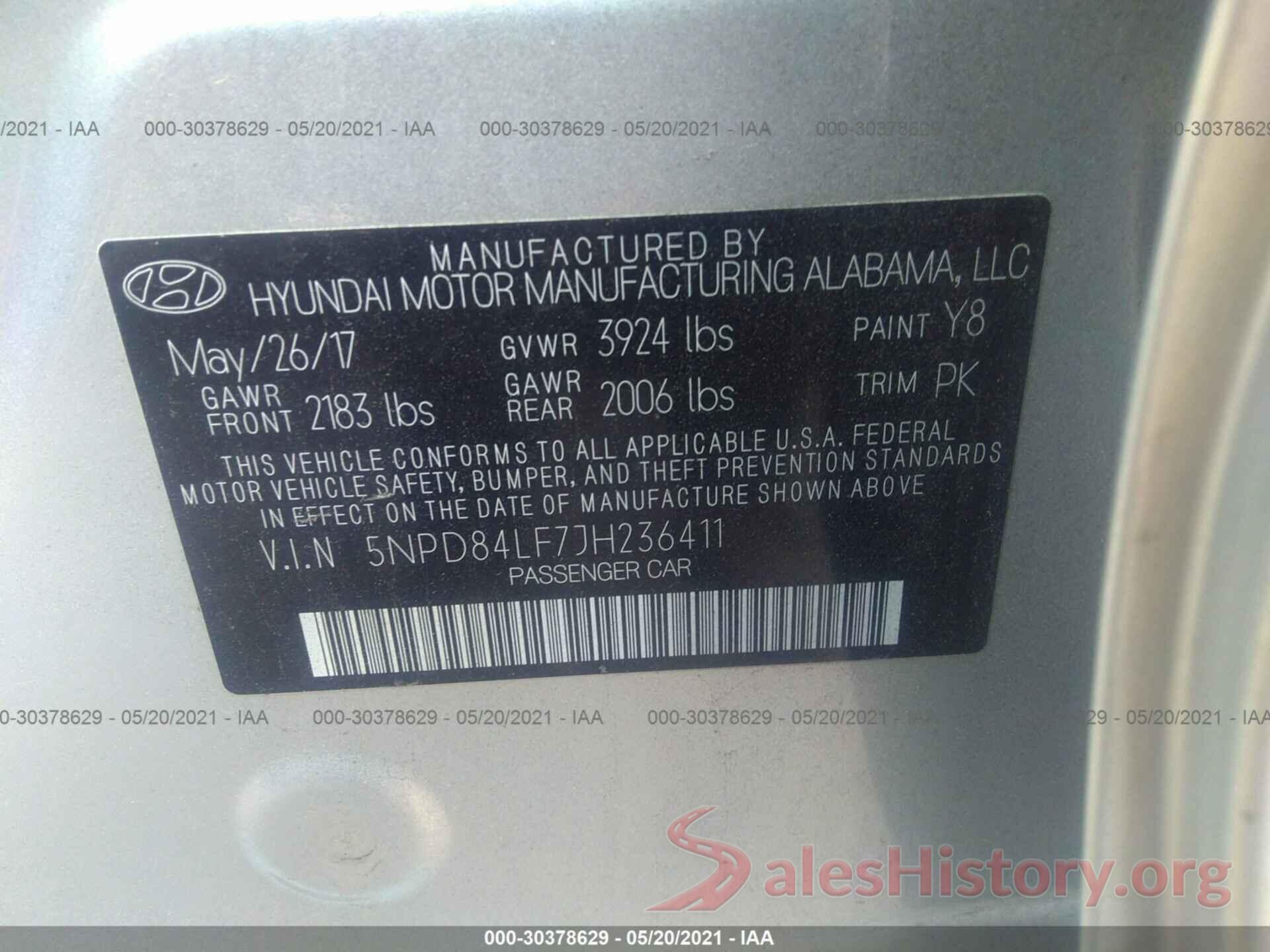 5NPD84LF7JH236411 2018 HYUNDAI ELANTRA