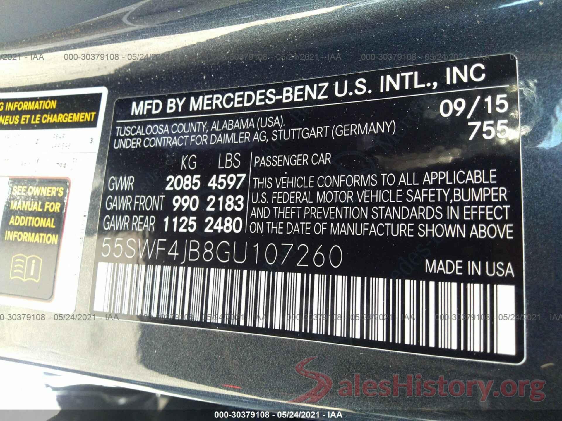 55SWF4JB8GU107260 2016 MERCEDES-BENZ C-CLASS