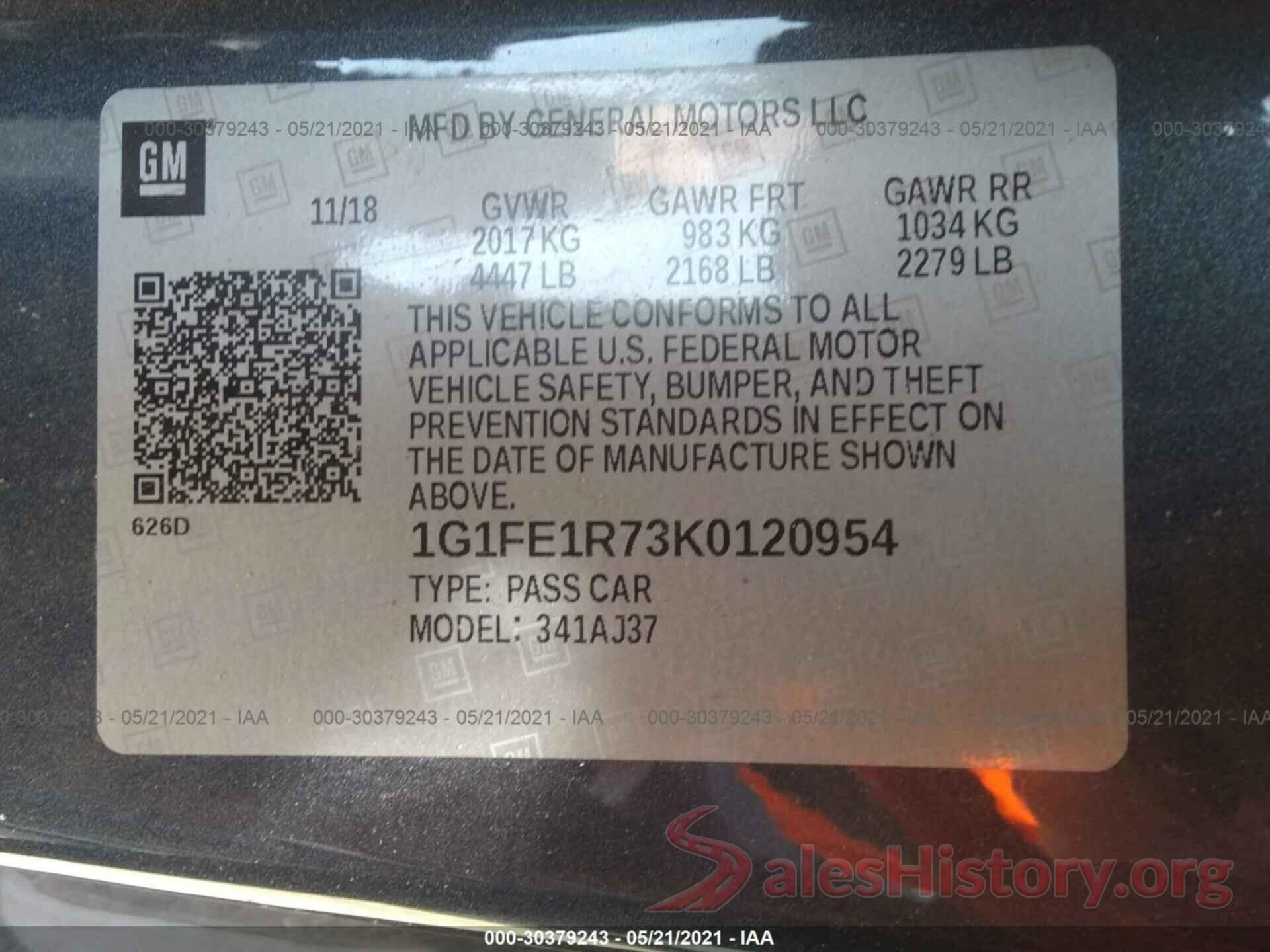 1G1FE1R73K0120954 2019 CHEVROLET CAMARO